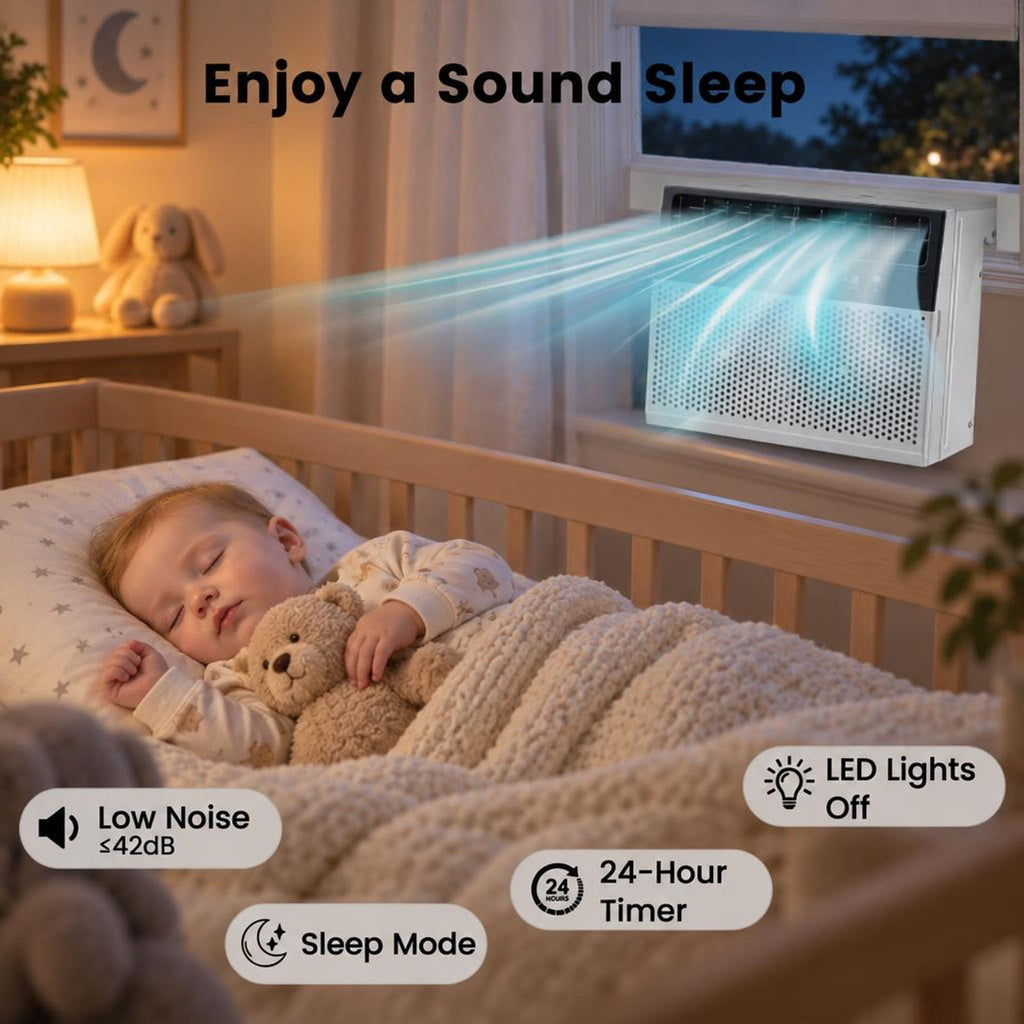 Airfind 12000 BTU Window Air Conditioner with Remote, 6 Modes, Sleep Timer, Washable Filter, for Rooms up to 600 Sq Ft, White