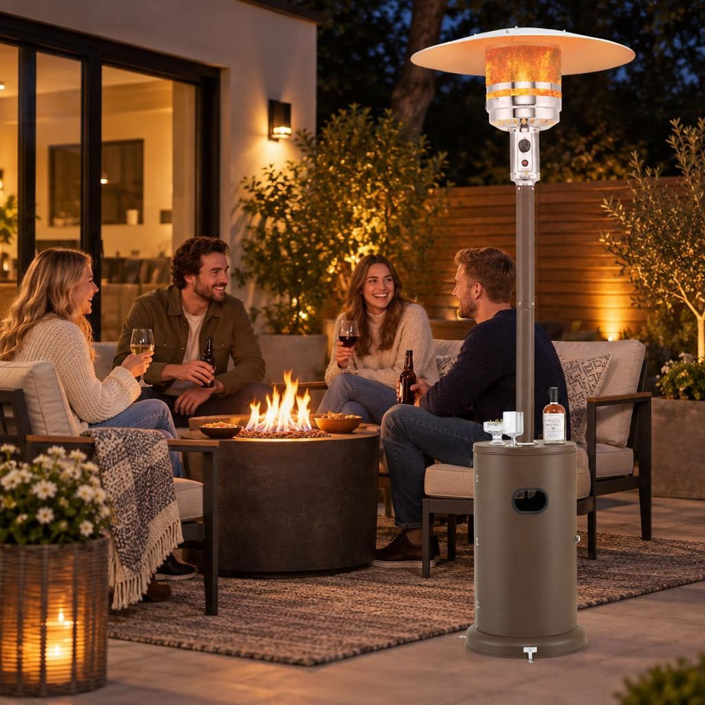 Airfind 50000 BTU Propane Patio Heater with Round Table Design, Aluminum 304 Stainless Steel Metal Frame, 32 x 87 Footprint, Brown