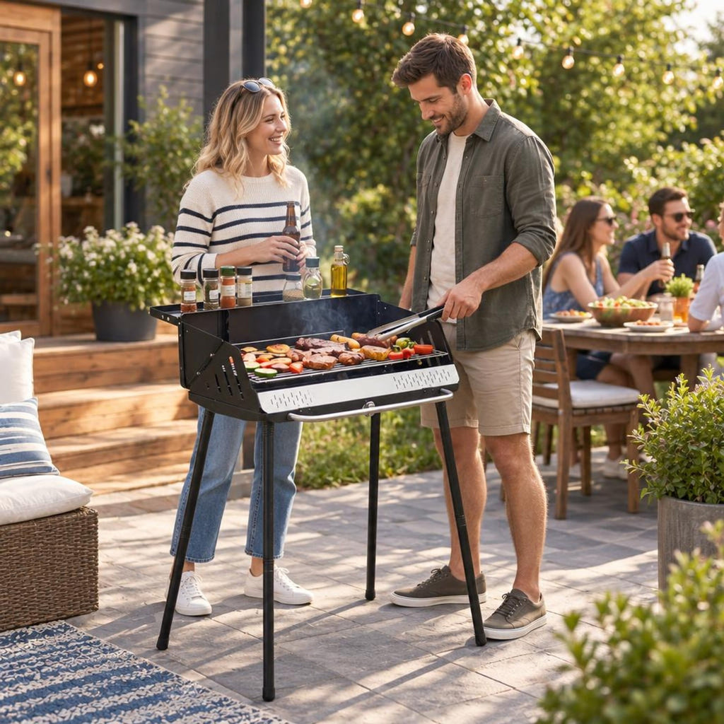 Airfind Portable Grill with Detachable Legs Adjustable Grate and Carrying Bag, 32 Inch x 18.5 Inch x 33.5 Inch Footprint for Everyday Use, Charcoal