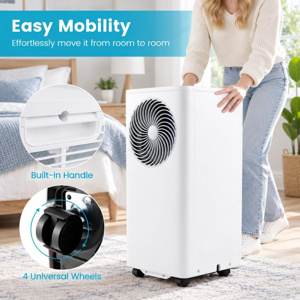 Airfind 8200/10000 BTU Portable Air Conditioner 3-in-1 Stand up AC Unit with Dehumidifier-10000 BTU, HIPS ABS Frame, White