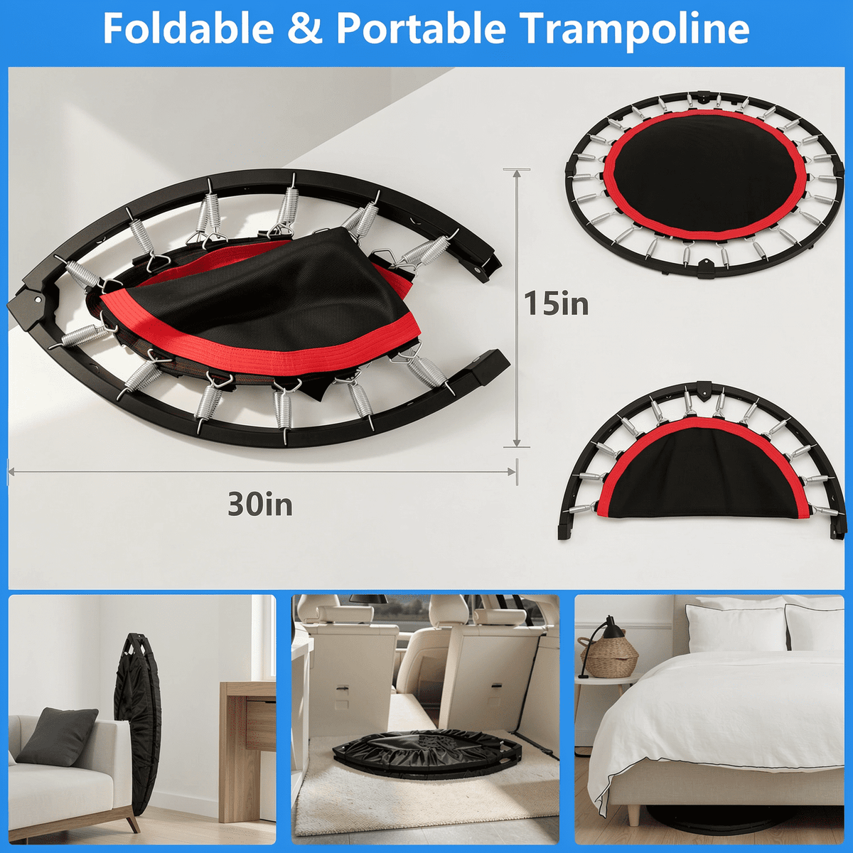 Airfind 40 Inch Mini Trampoline for Adults, 450LBS Foldable Fitness Rebound