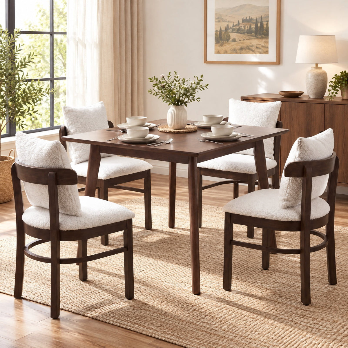 Airfind Fabric Upholstered Wood Dining Chairs Set of 2 with Removable Pillow, 330 lbs Capacity, MDF Sponge Rubber Wood Polyester Frame, Gray