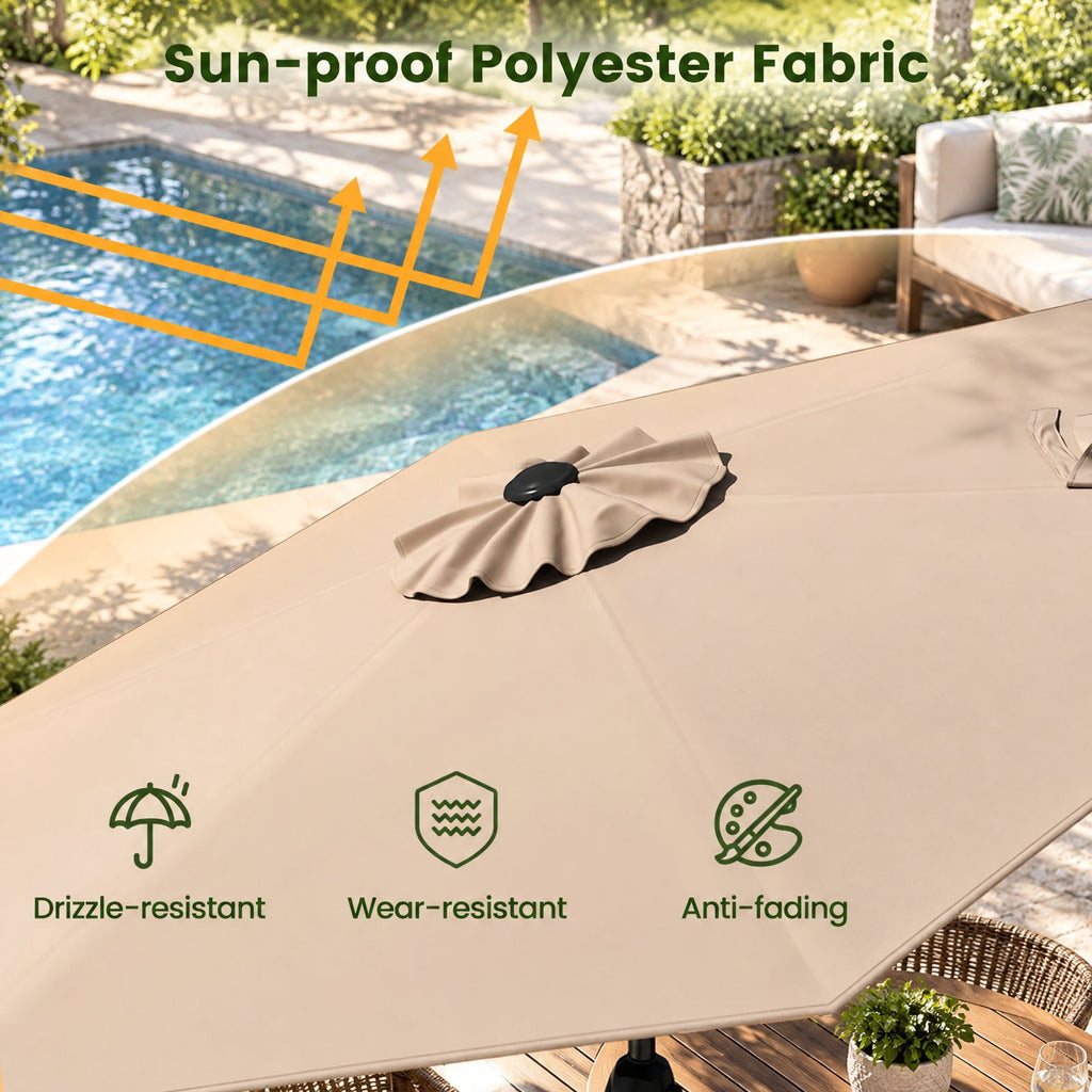 Airfind 7.5 feet Outdoor Patio Heavy Duty Market Umbrella with Push Button Tilt, Metal Polyester Frame, Tan