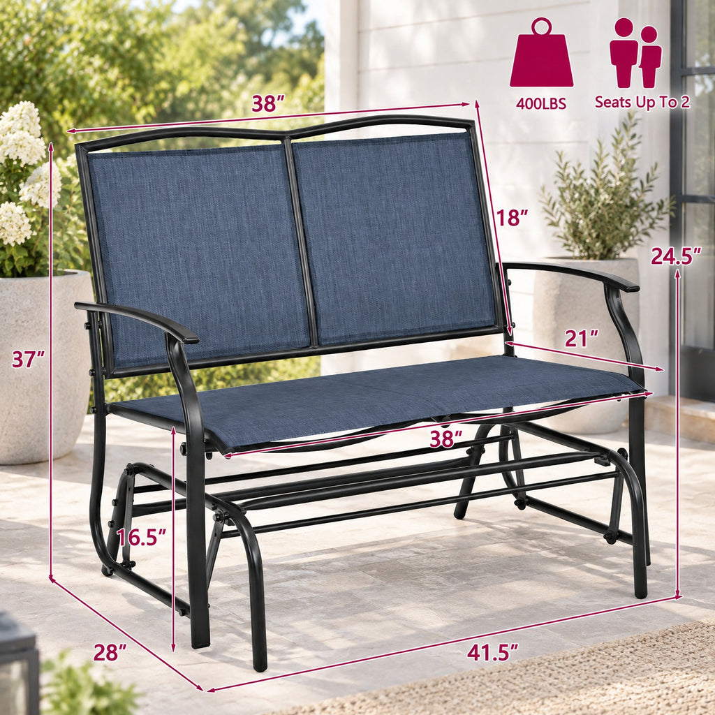 Airfind Iron Patio Rocking Chair for Outdoor Backyard and Lawn, 396 lbs Product weight: 23.5 lbs Capacity, Steel and textilene Frame, Navy