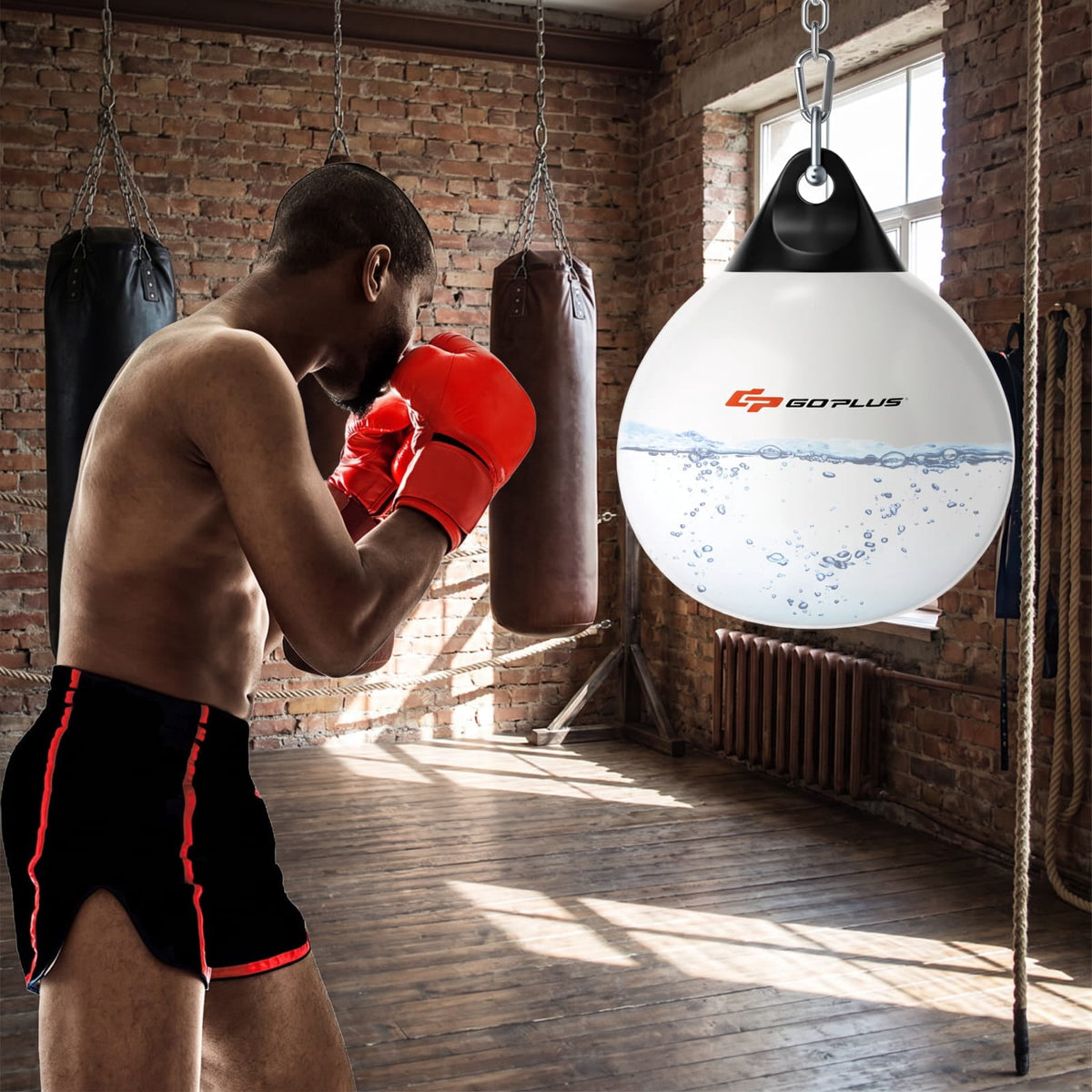Airfind 18 Inch Water Aqua Punching Bag with Adjustable Metal Chain and Water Hose for Home Gym Boxing and Reaction Training, White