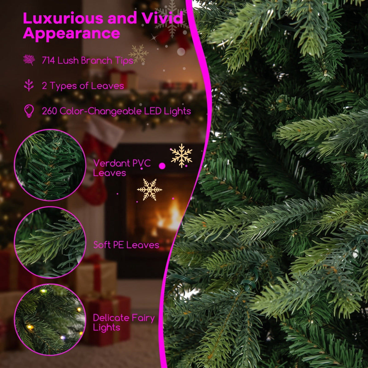 Airfind 6 Feet Pre, PVC PE Metal Tree Height 6 ft Tree Width 3.6 ft Frame, White, Diameter of the Metal Base 20 Inch