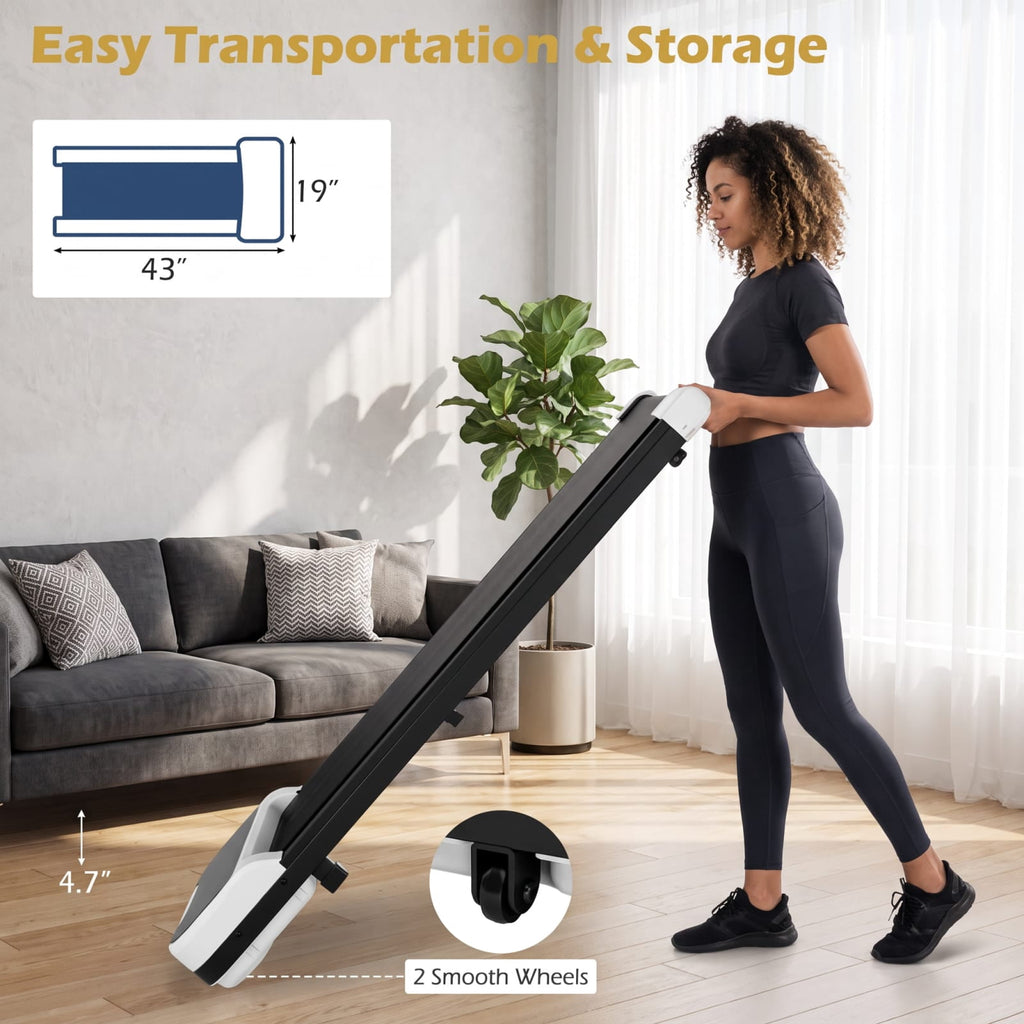 Airfind 2.5 HP Under Desk Treadmill with Remote Control and 3 Countdown Modes for Home Office Walking Pad Jogging, White