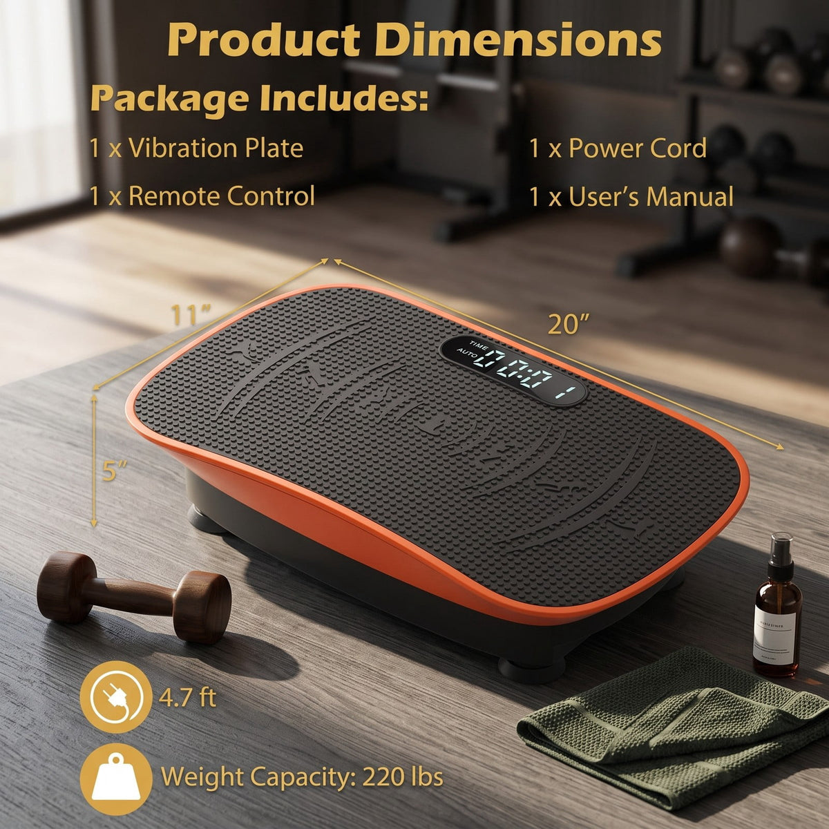 Airfind Vibration Plate Exercise Machine for Weight Loss and Lymphatic Drainage, 10 Speed Whole Body Vibration Platform with LED Display and Hands-Free Remote, Orange