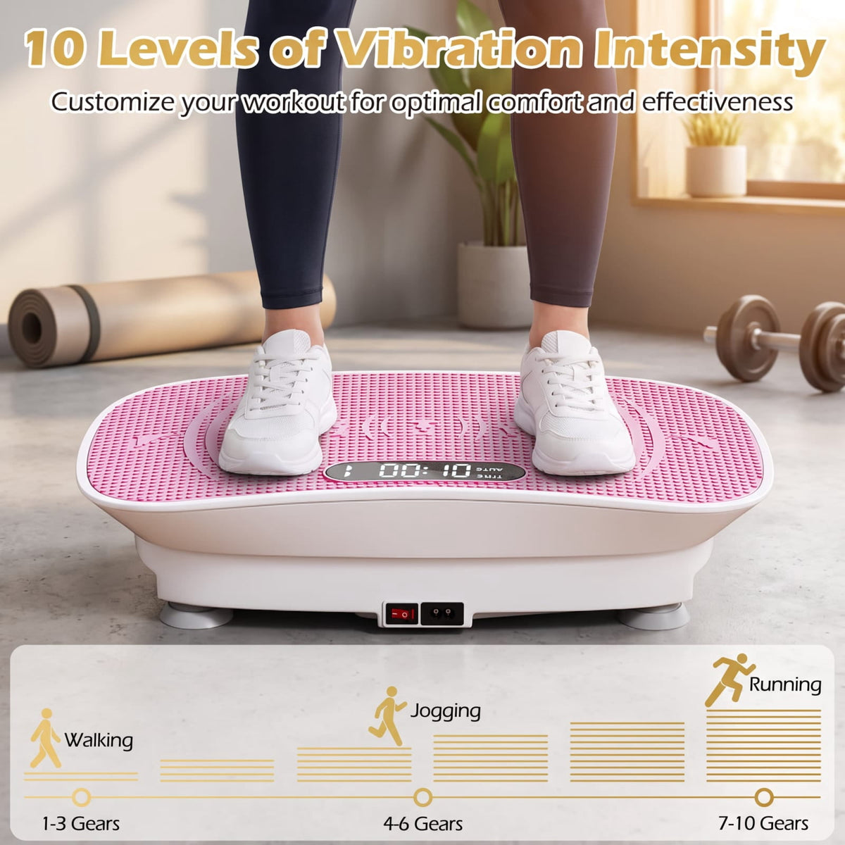 Airfind Vibration Plate Exercise Machine with 10 Speed Levels and Remote for Whole Body Workout Lymphatic Drainage, White