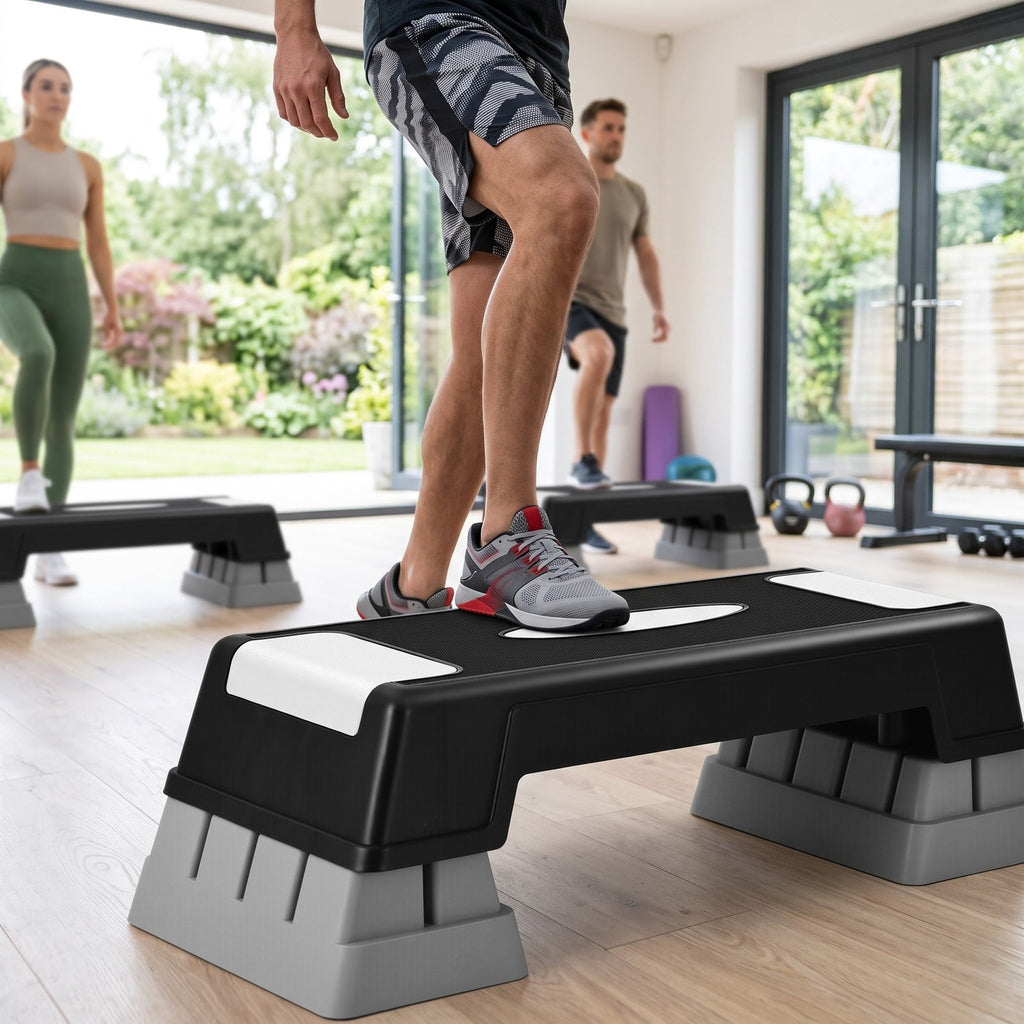 Airfind Aerobic Exercise Stepper Trainer with Adjustable Height 5-7-9 Inch, Anti-Slip Workout Step Platform for Home Gym Cardio Strength Training, 330 lbs, Gray