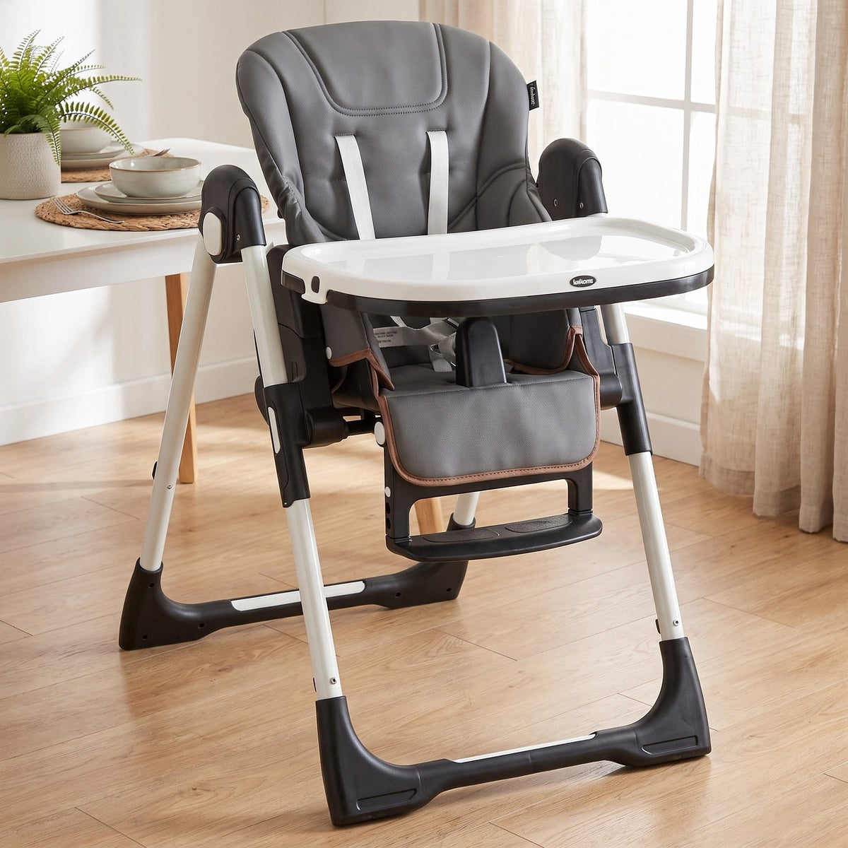 Airfind Foldable High Chair with Adjustable Backrest Positions, 50 lbs Capacity, Model BB5250DKGR, Suitable for 0 to 5 Years, Unspecified