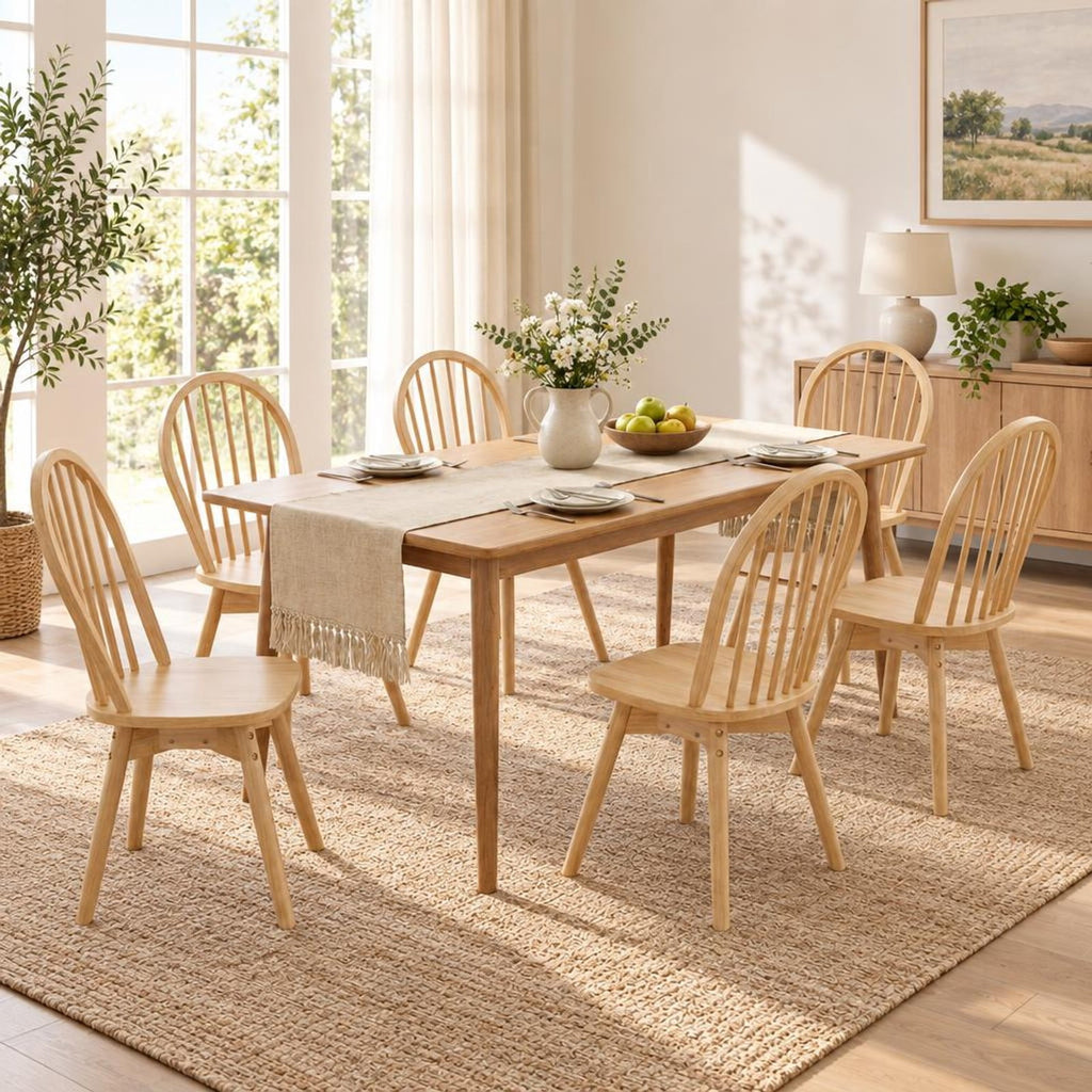 Airfind Dining Chairs, Swivel Windsor, Set of 2 with Solid Rubber Wood Frame, Chair 330 lbs Capacity, Rubber Wood Frame, 17.5 Inch x 21 Inch x 36 Inch, Natural