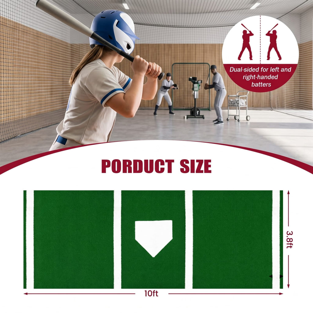 Airfind Softball Pitching Mat 10 x 3 Feet Softball Training Aid with Turf Surface and Pitching Plate and Carry Strap, Green