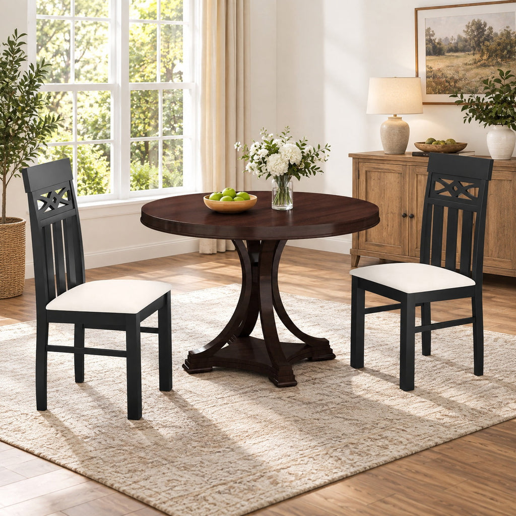 Airfind Dining Chairs Set of 2 High Back Dining Room Chairs with Padded Seat and Rubber Wood Frame, 330 lbs Capacity, 19.5 Inch x 17.5 Inch x 38 Inch Footprint