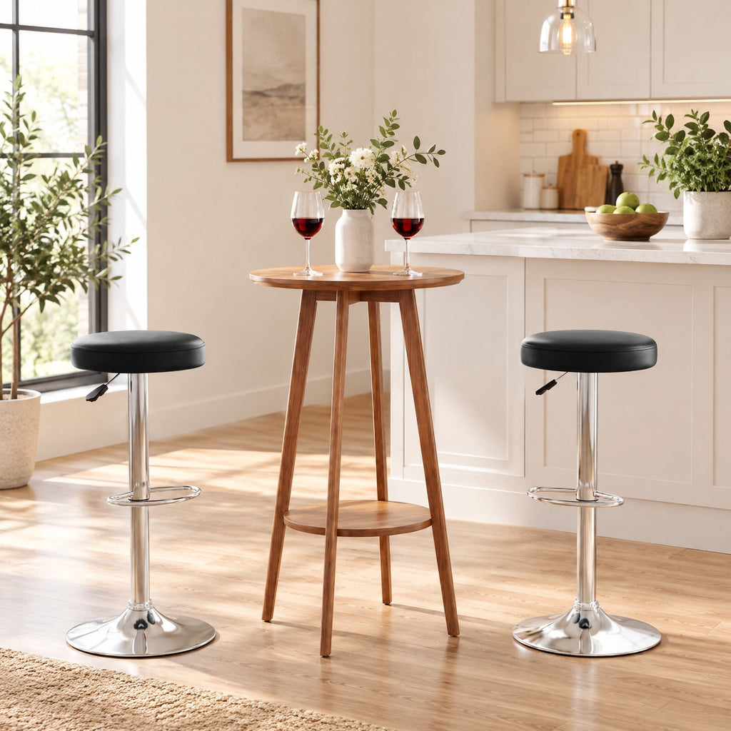 Airfind Height, adjustable Bar Stool with 360° Swivel for Kitchen and Dining, Black, 25.5 in, 33.5 in height adjustment for a flexible and perfect fit