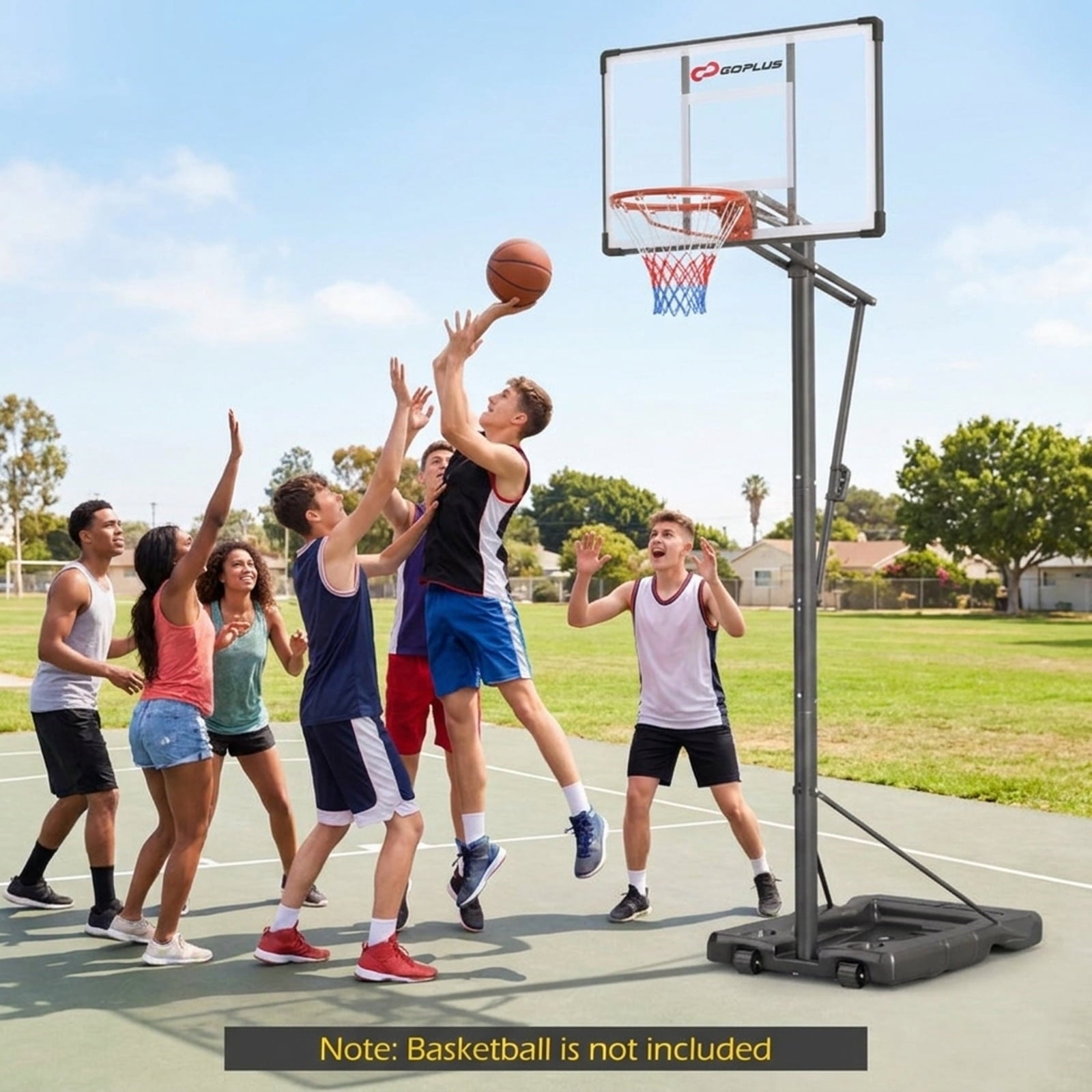 Airfind Portable Basketball Goal (10 ft Range) Stabilizing Base, Black