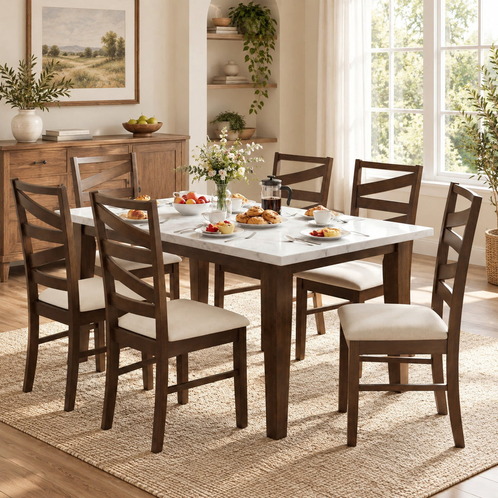 Airfind Dining Chairs Set of 2 with Backrests and Rubber Wood Frames, Chair 330 lbs Capacity, 21 × 18 × 38 Footprint, Brown