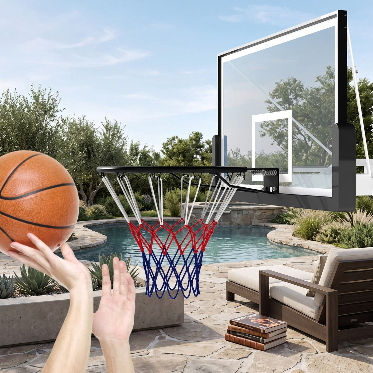 Airfind 18 Inch Basketball Rim Heavy Duty Wall Mounted Goal Replacement Steel Hoop with Nylon Net for Indoor Outdoor Play, Black