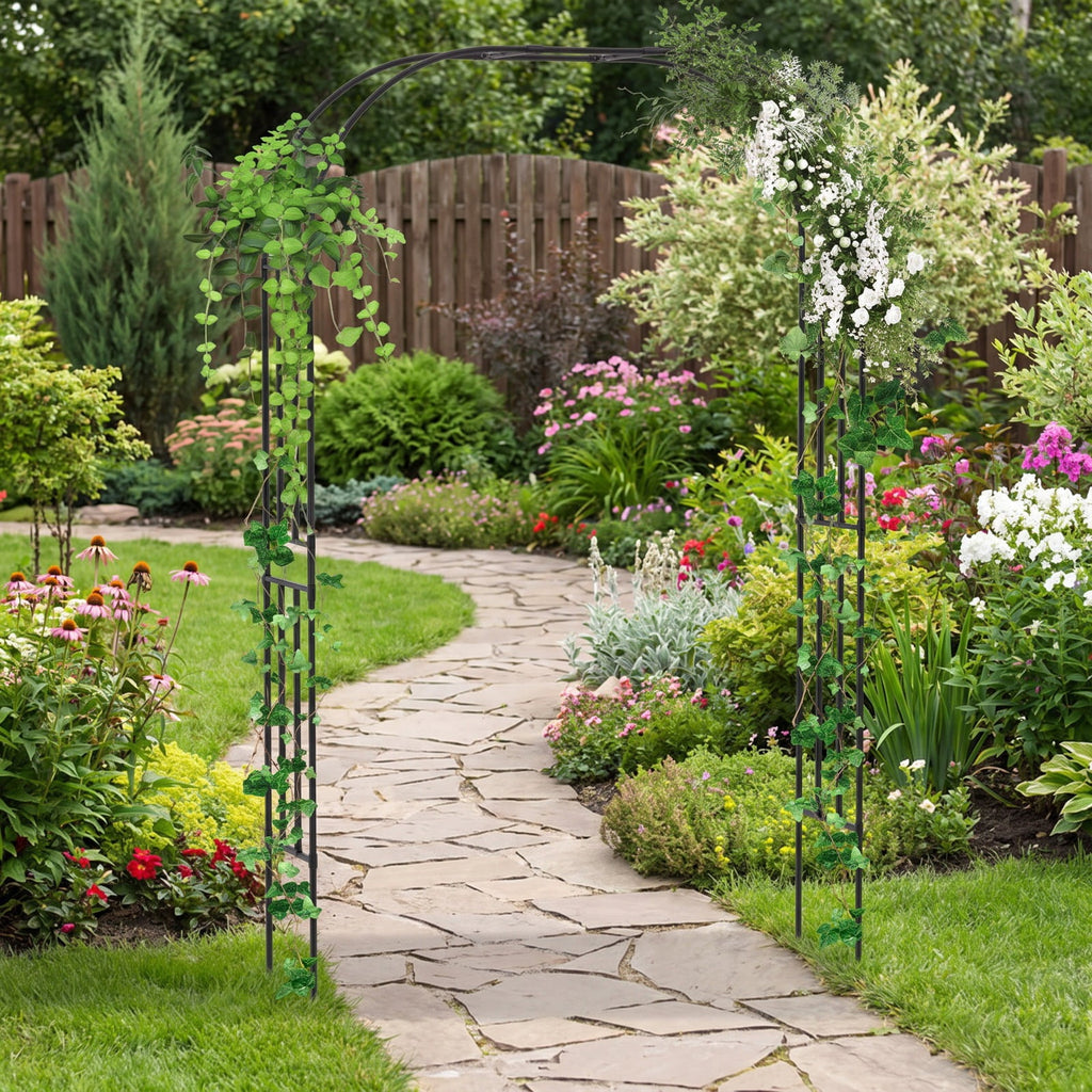 Airfind Outdoor Metal Garden Arch Trellis for Climbing Plants Grape Vine Flower, Used as a beautiful wedding arch or an event photo backdrop stand