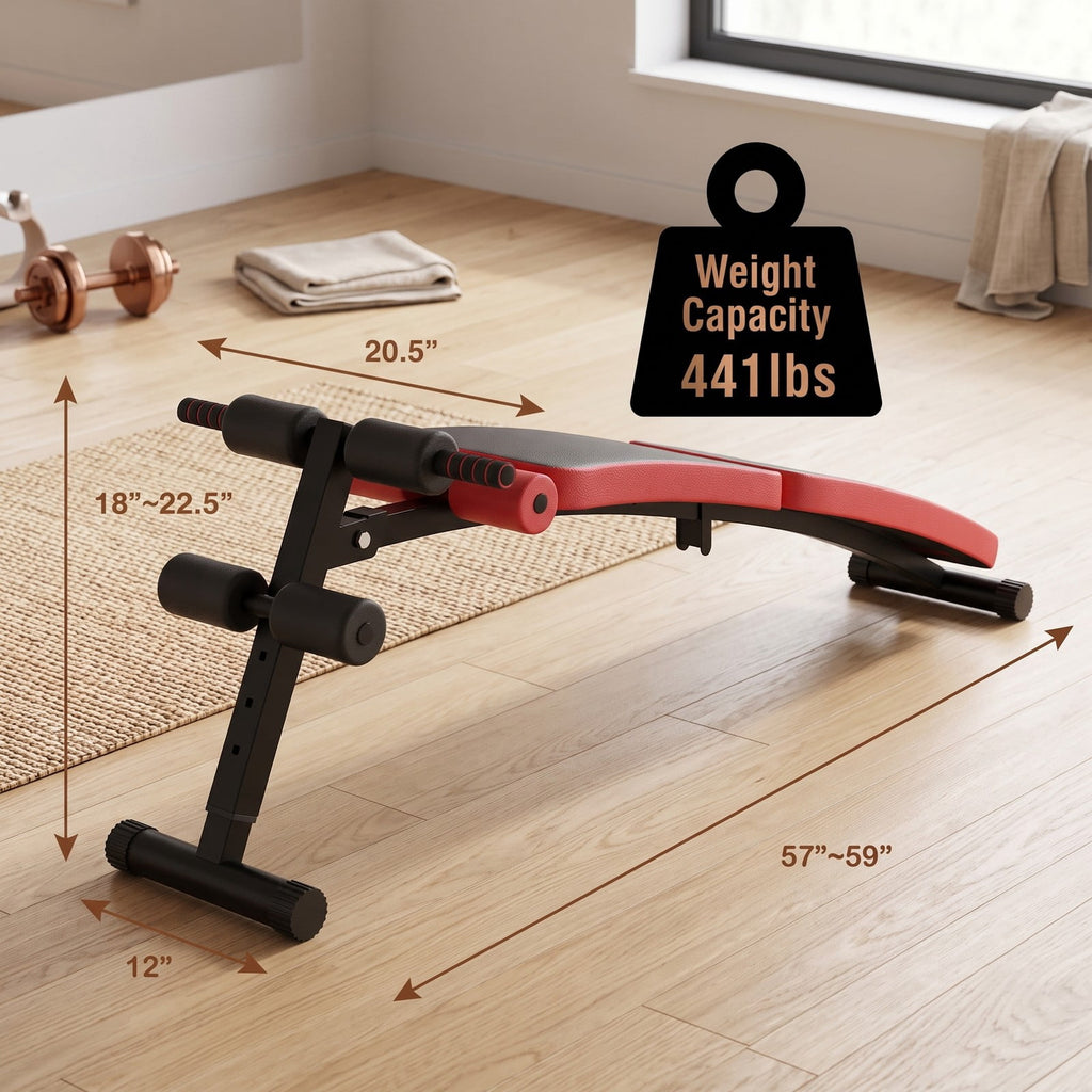 Airfind Abdominal Twister Trainer with 3-Level Adjustable Bench, Iron Frame Core Ab Workout Machine for Home Gym, 441 lbs Capacity, Red