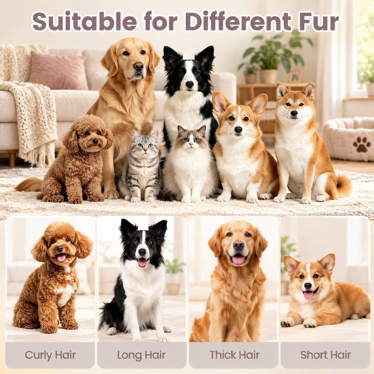 Airfind 9-in-1 Dog Grooming Vacuum Kit for Shedding with 3 Suction Modes and Clippers for Dogs and Cats Home Cleaning, WhiteMaterial ABS PPOverall