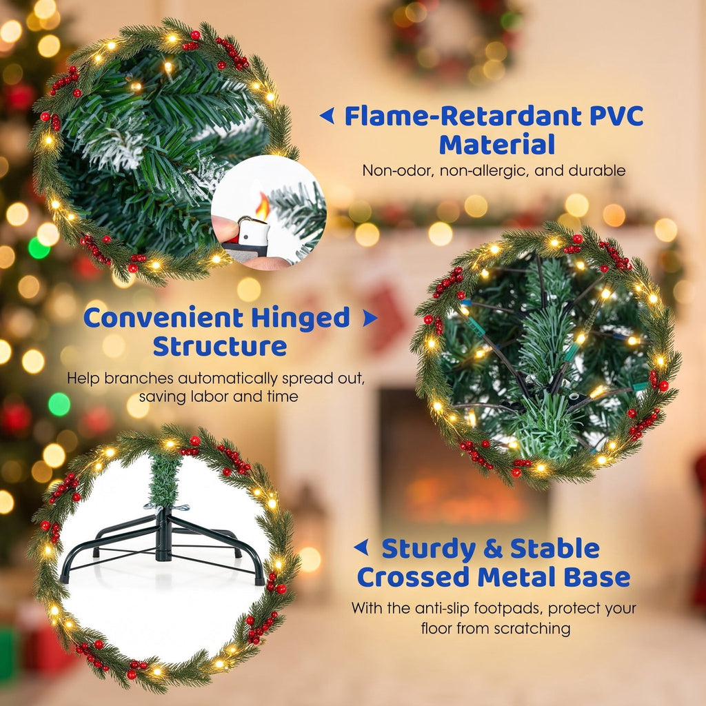 Airfind 6 Feet Pre-Lit Artificial Christmas Tree with 618 Snowy Branch Tips, PVC Metal Tree Height 150 cm Tree Width 48 cm Frame, Blue+Green