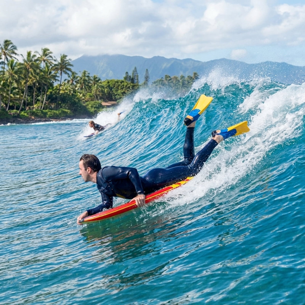 Airfind 41 Boogie Board with Geometric Drift Graphic Deck ¡ª EPS Core, XPE Top, HDPE Slick Bottom, Crescent Tail, Coiled Wrist Leash