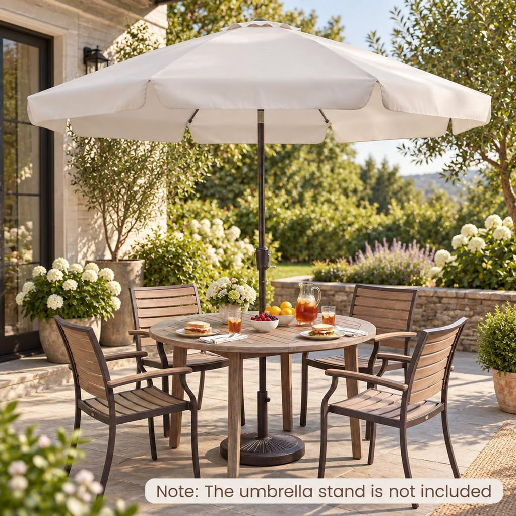 Airfind 10 FT Scalloped Patio Umbrella with Push Button Tilt and 8 Fiberglass Ribs, Fiberglass Polyester Fabric Metal ABS Frame, Beige