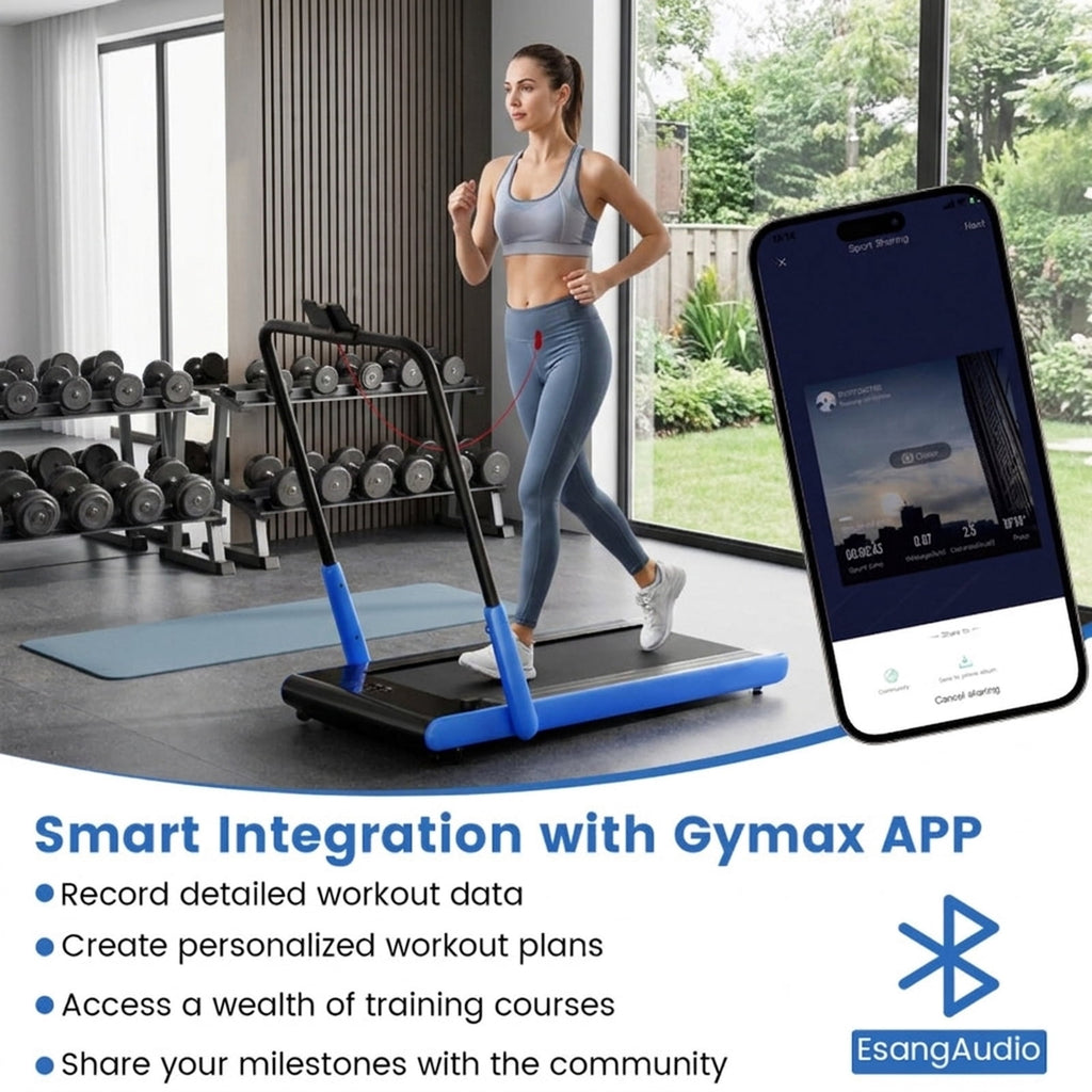 Airfind Under Desk Walking Pad Treadmill for home with ultra slim design and quiet 3HP motor plus remote control and LED screen for walking and running, Navy