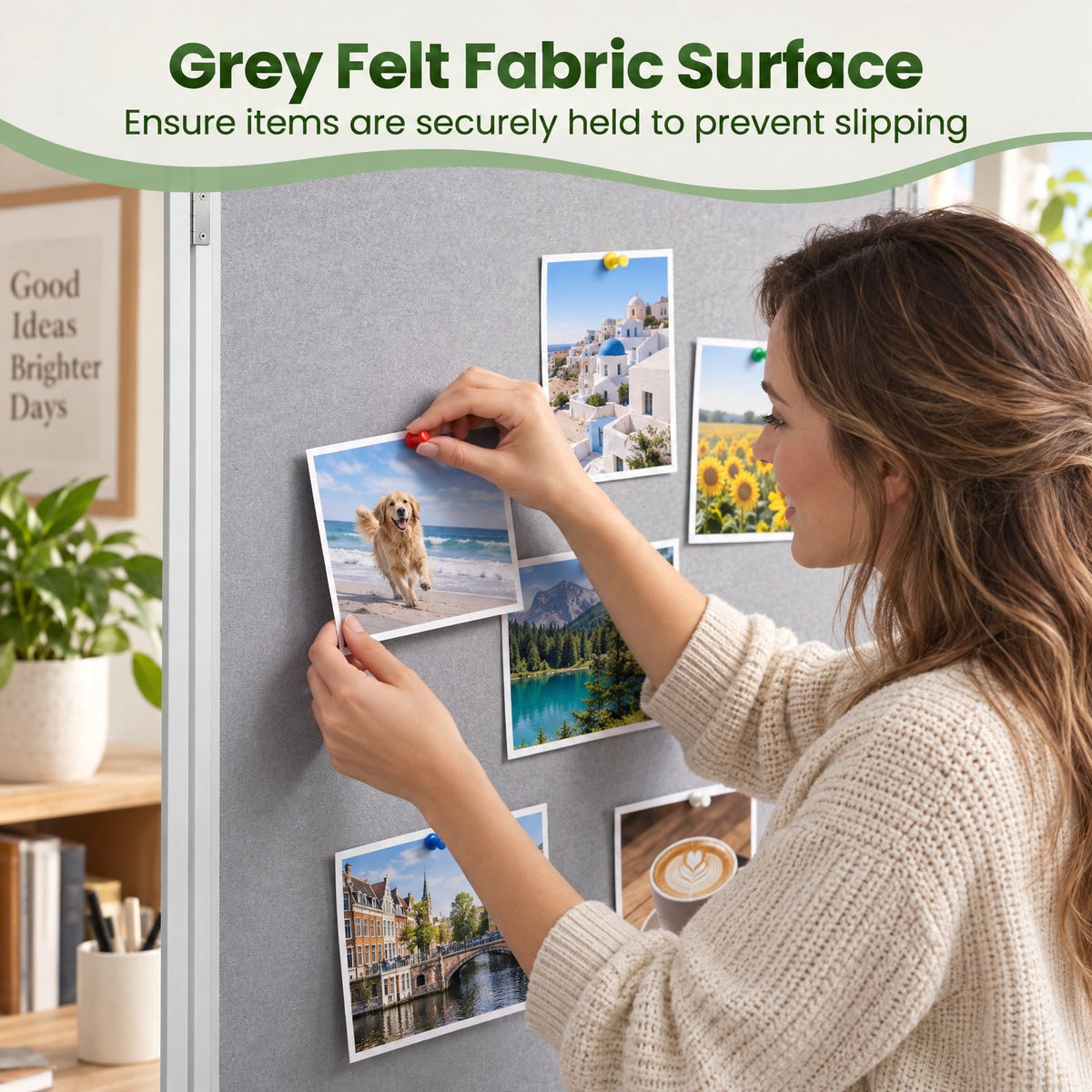 Airfind Enclosed Bulletin Board Lockable Cork Notice Board with Aluminum Frame, Felt Aluminum PET Frame, 47.5 x 35.5 Footprint, Sliver