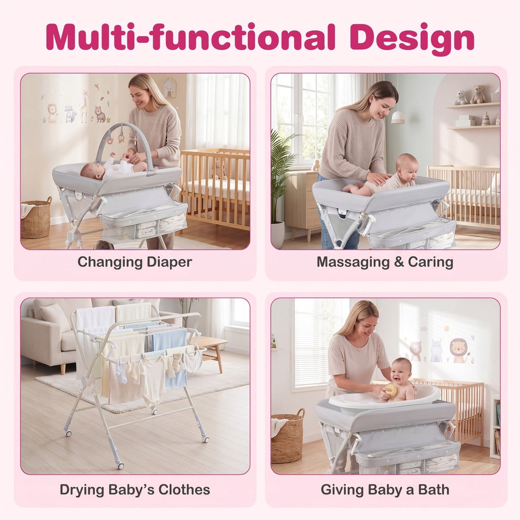 Airfind Youth Changing Table Foldable Diaper Changing Station with Storage Bag and Shelf, 55 lbs for Everyday Use, Unspecified