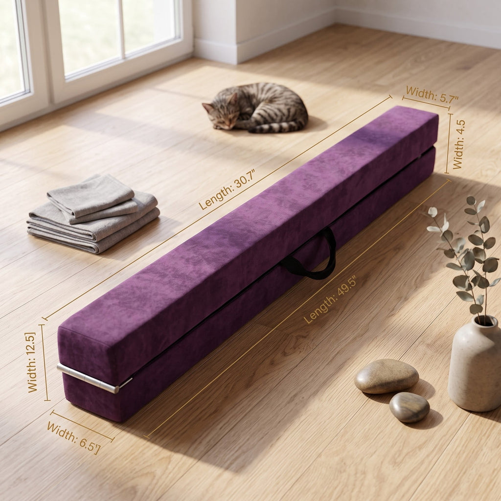 Airfind Folding Balance Beam for Kids with Solid Wood Base and Anti-slip Bottom for Home Gymnastics Training and Practice, Purple