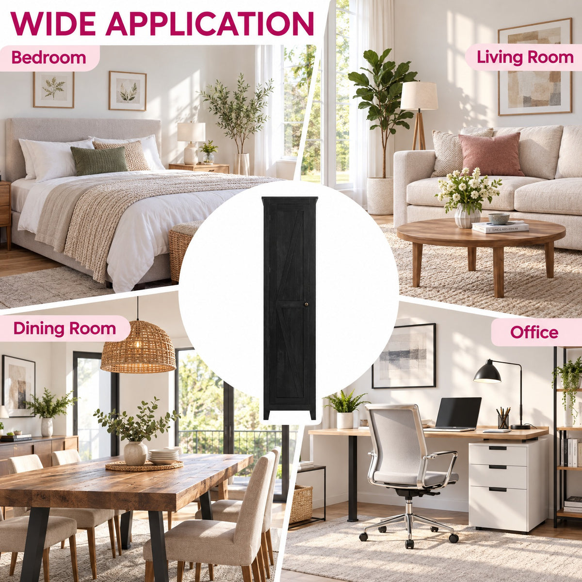 Airfind Linen Tower Bathroom Storage Cabinet Tall Slim Side Organizer with Shelf, 11 lbs Capacity, MDF particleboard Frame, Black