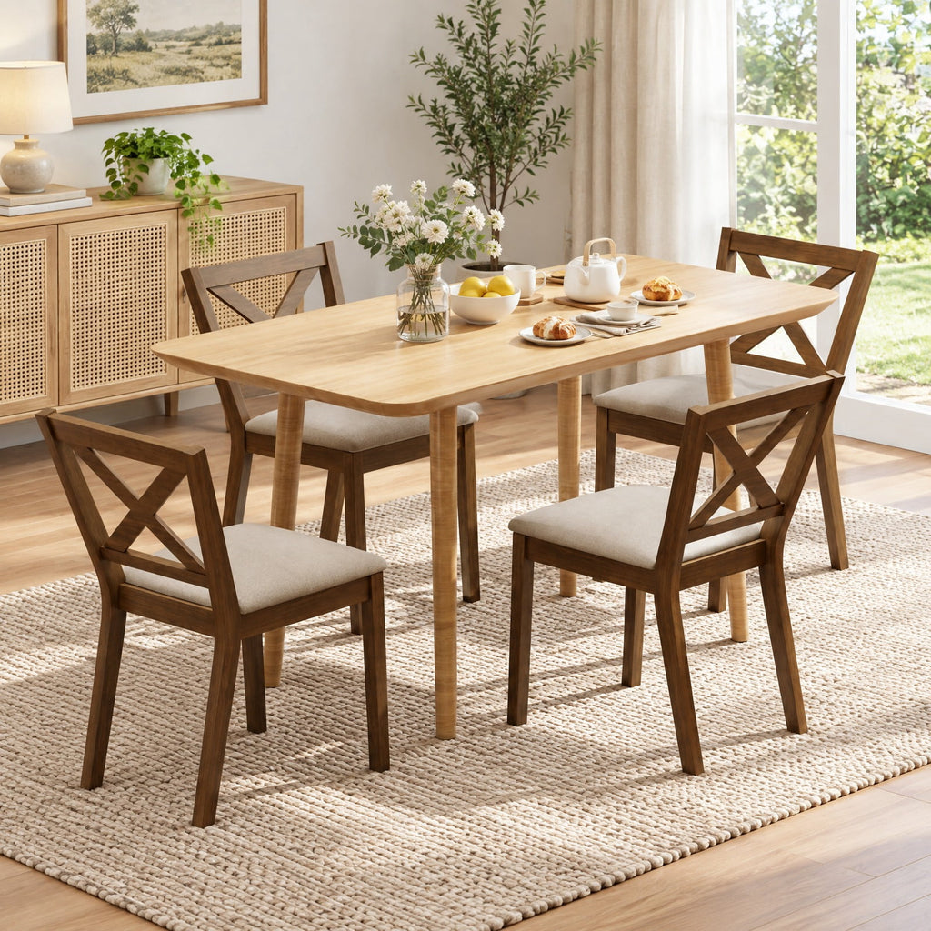 Airfind Dining Chair Set of 2 Modern Kitchen Chair with Upholstered Seat, Brown, The stable structure ensures a weight capacity of up to 400 lbs