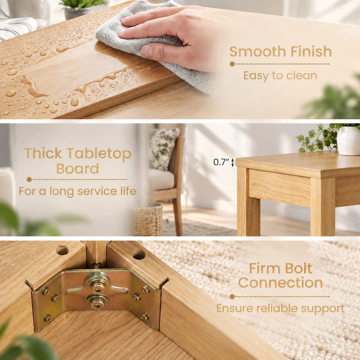 Airfind Wooden Console Table Modern Farmhouse Sofa Table with Thickened Top, 132 lbs Capacity, Rubber Wood MDF Frame, 48 x 12 x 32 Footprint