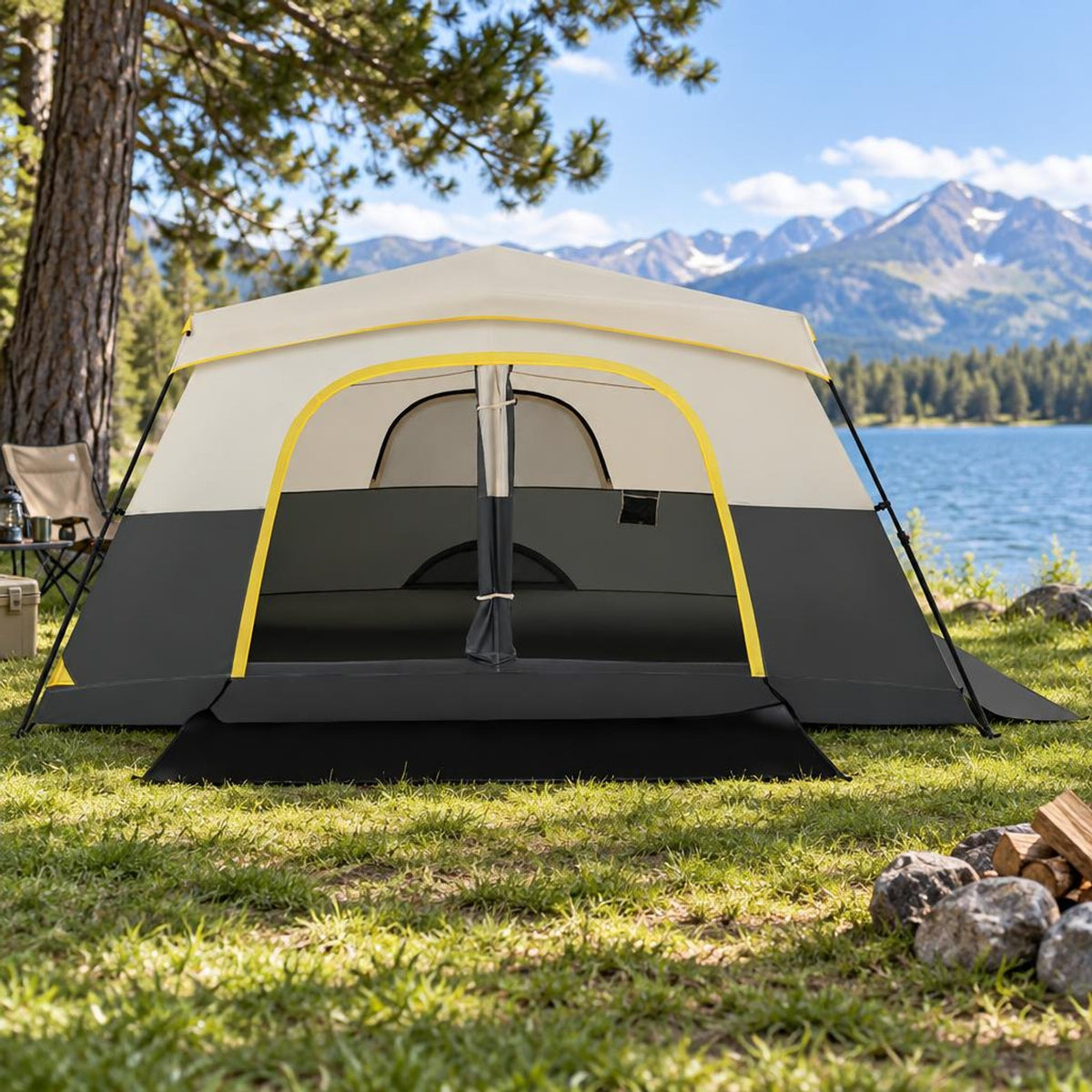 Airfind 10 Person Instant Cabin Camping Tent with Rainfly 13 ft x 9 ft Portable Large Family Tent, Beige