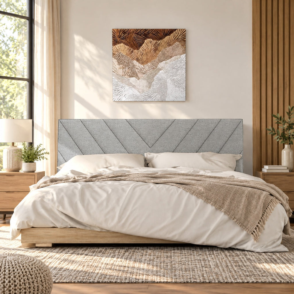Airfind Linen Upholstered Headboard for Full and Queen Size Bed Frames, Linen Fabric Sponge Rubber Wood MDF Frame, 64 x 3 x 45.5 Footprint, Gray