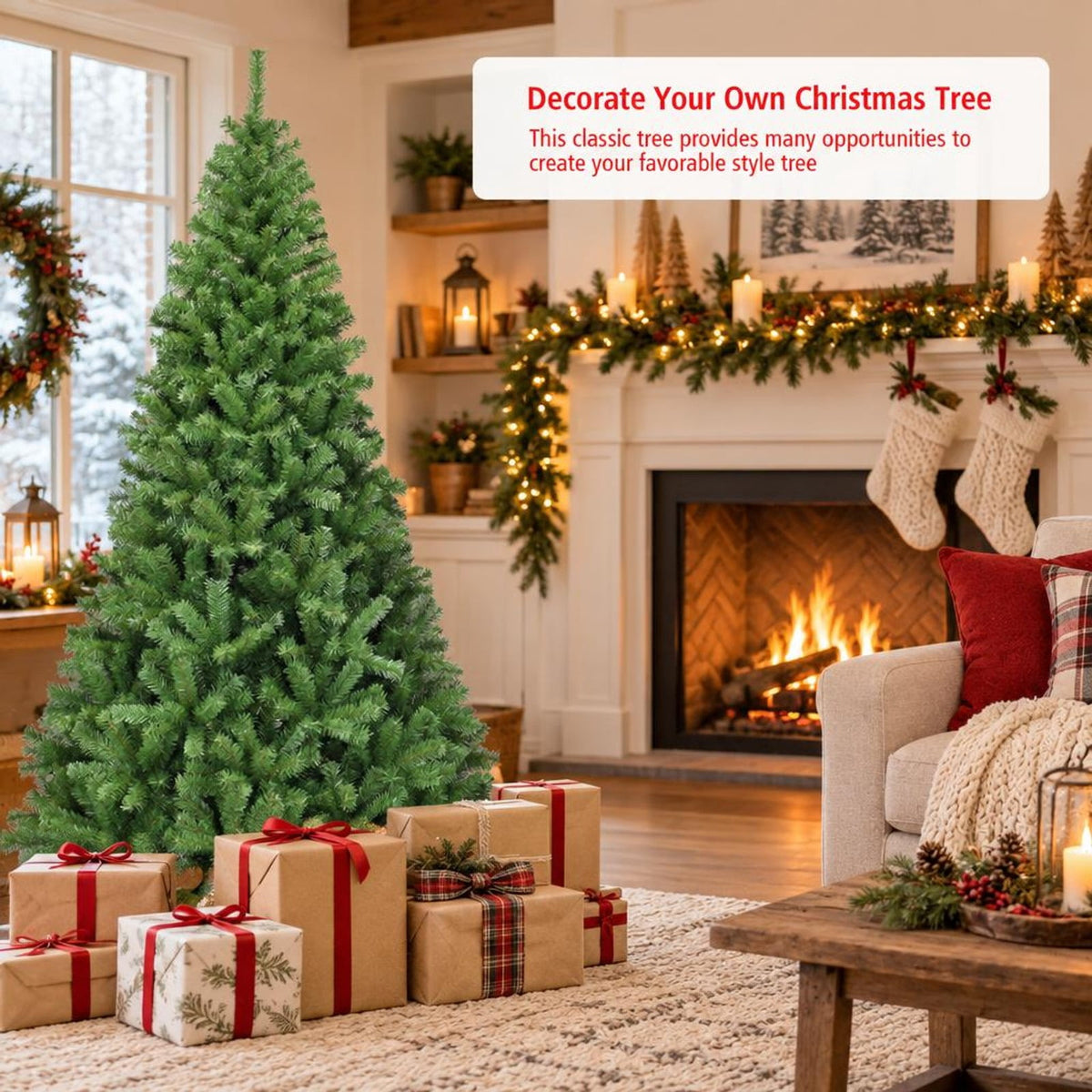 Airfind PVC Artificial Christmas Tree Premium Hinged-6 ft, PVC iron Frame, 3.8ft x 6ft Footprint, Green