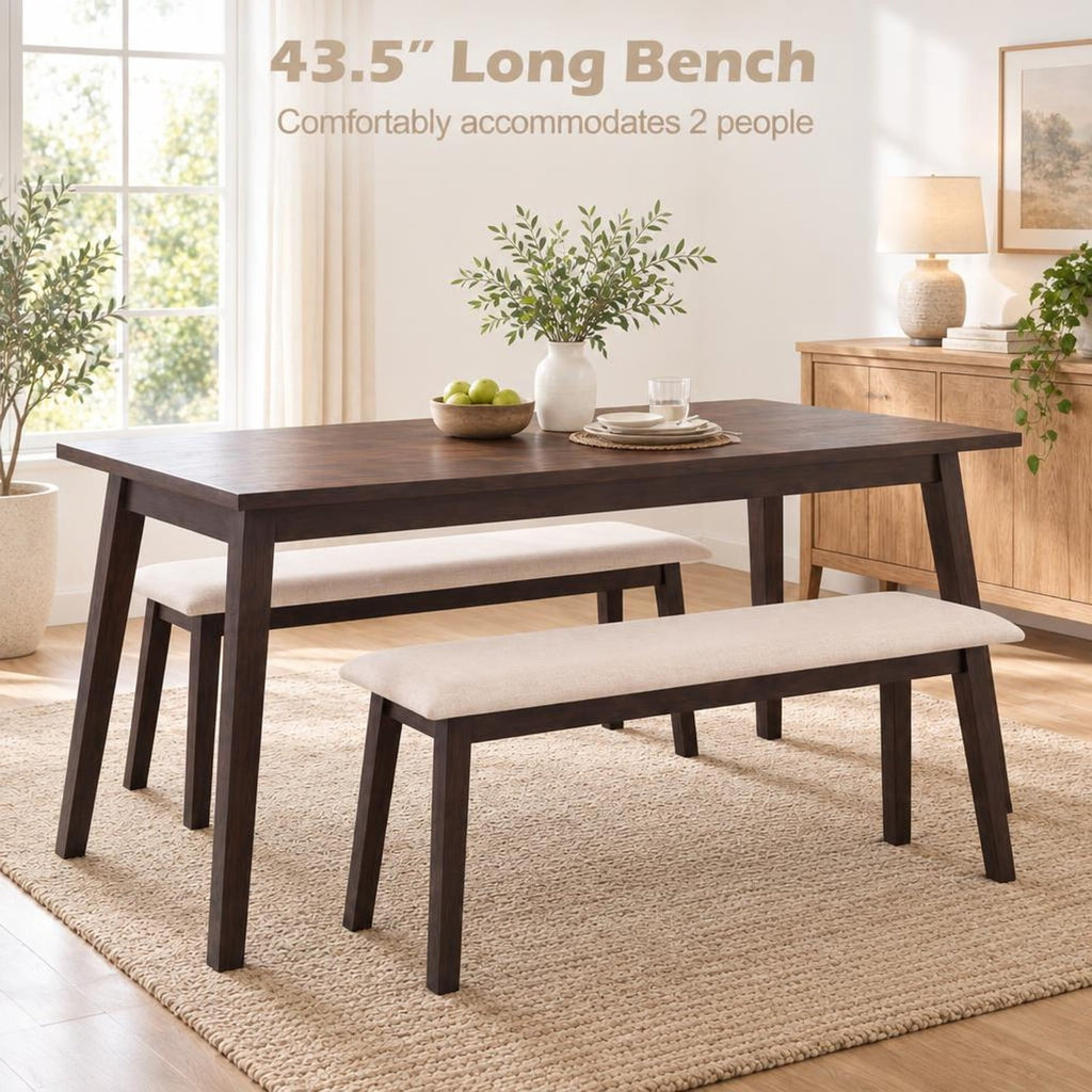 Airfind 43.5 Inch Upholstered Entryway Bench with Rubber Wood Frame, 550 lbs Capacity, Faux Linen Fabric Frame, 43.5 Inch x 14 Inch x 18 Inch Footprint, Beige