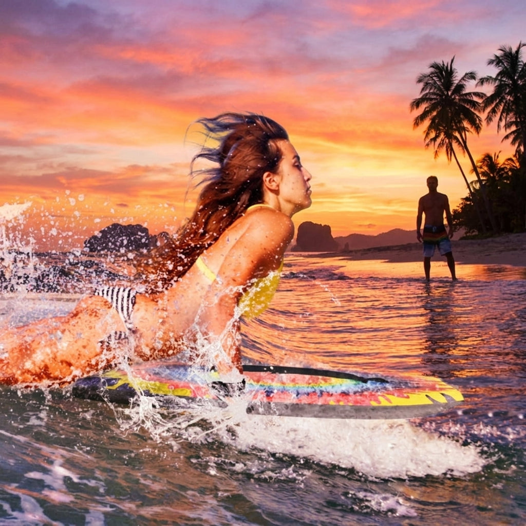 Airfind 33 Boogie Board with Geometric Drift Graphic Deck ¡ª EPS Core, XPE Top, HDPE Slick Bottom, Crescent Tail, Coiled Wrist Leash