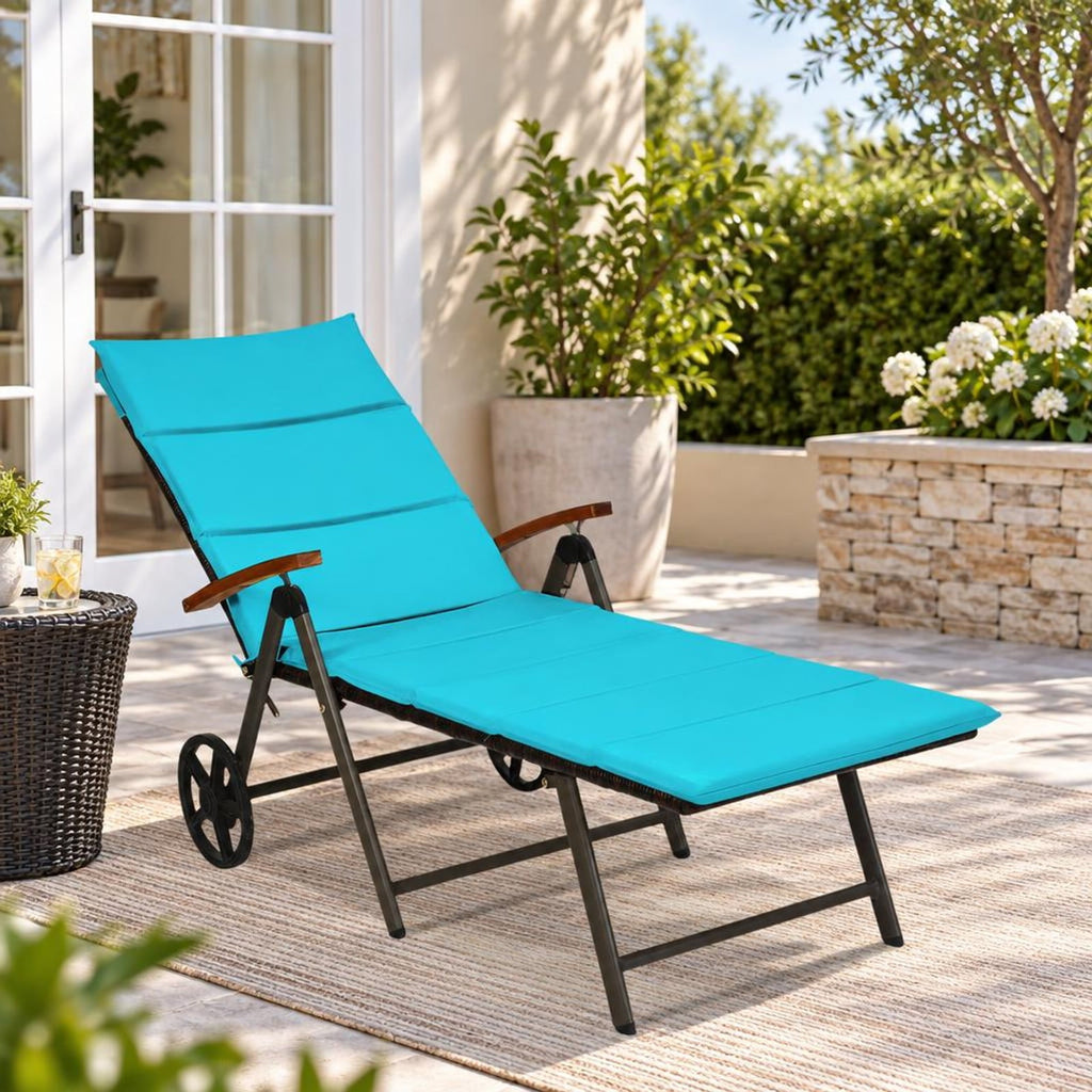 Airfind Outdoor Chaise Lounge Chair Rattan Lounger Recliner Chair, 385 lbs Height from ground to seat: 15.7 Capacity, PE rattan aluminum Frame