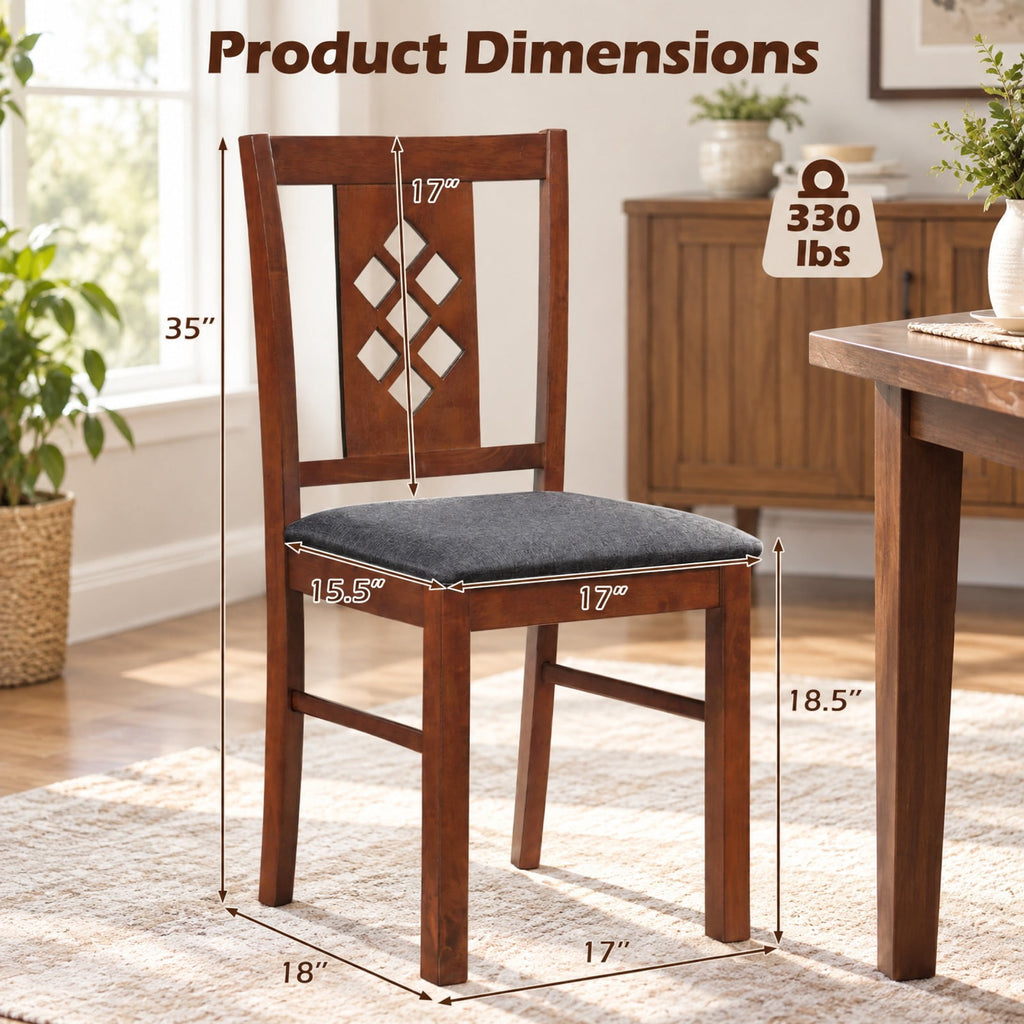Airfind Linen Style Upholstered Kitchen Chairs with Wood Frames Set of 4, 330 Lbs Capacity, Rubber Wood Polyester Sponge Engineered Wood, Unspecified