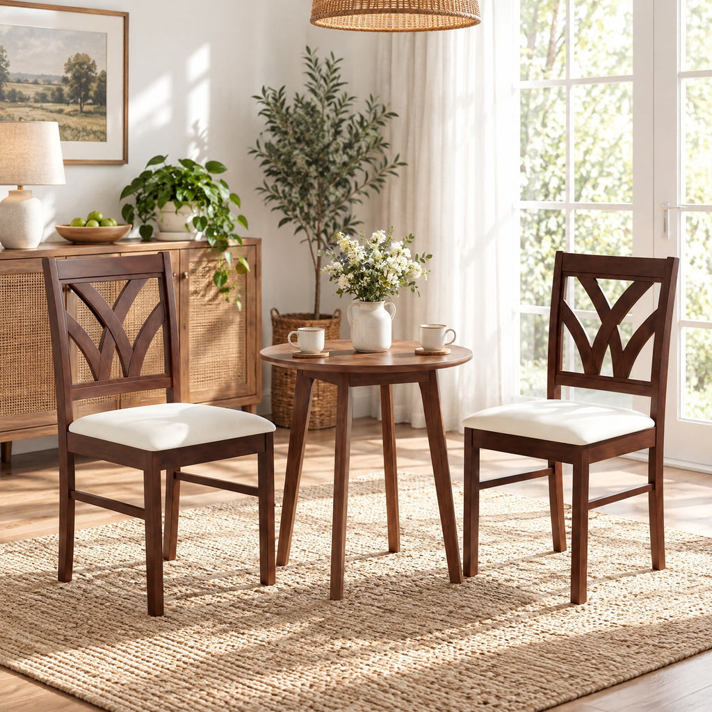 Airfind Set of 2 Wooden Dining Chairs Upholstered with Hollowed Backrest and Soft Padded Seat, Chair 330 lbs Capacity, 18.5in x 17in x 35in Footprint