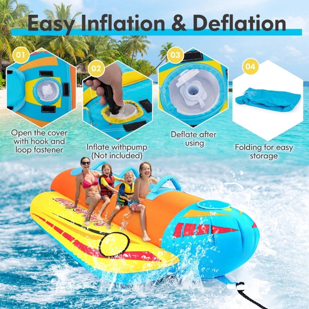 Airfind Inflatable Banana Boat for 3 Riders with EVA-Padded Seats, Yellow