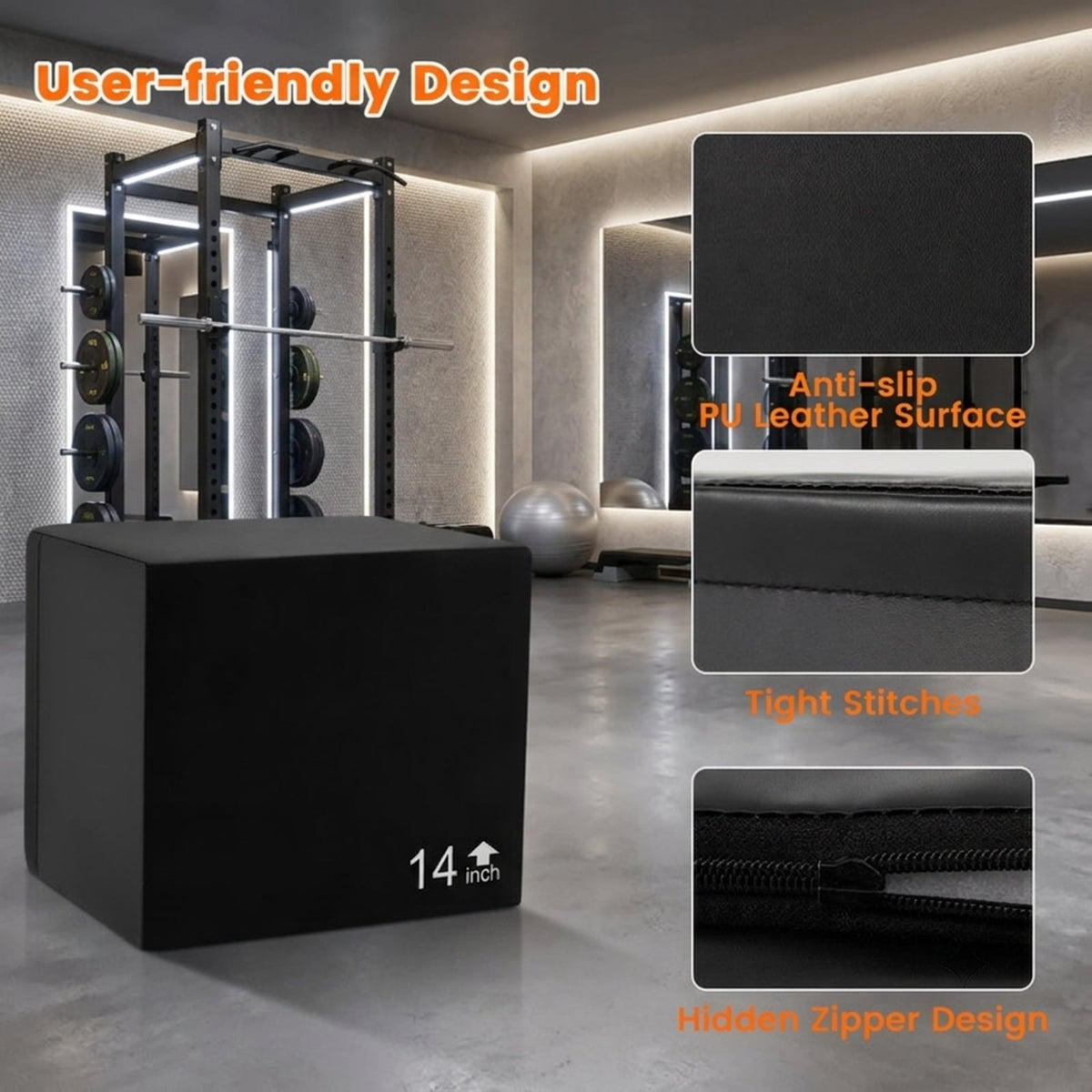 Airfind 3 in 1 Foam Plyometric Box with 3 Adjustable Heights and Non Slip PU Cover for Home Gym Jump Training and Plyo Box Workouts, Black