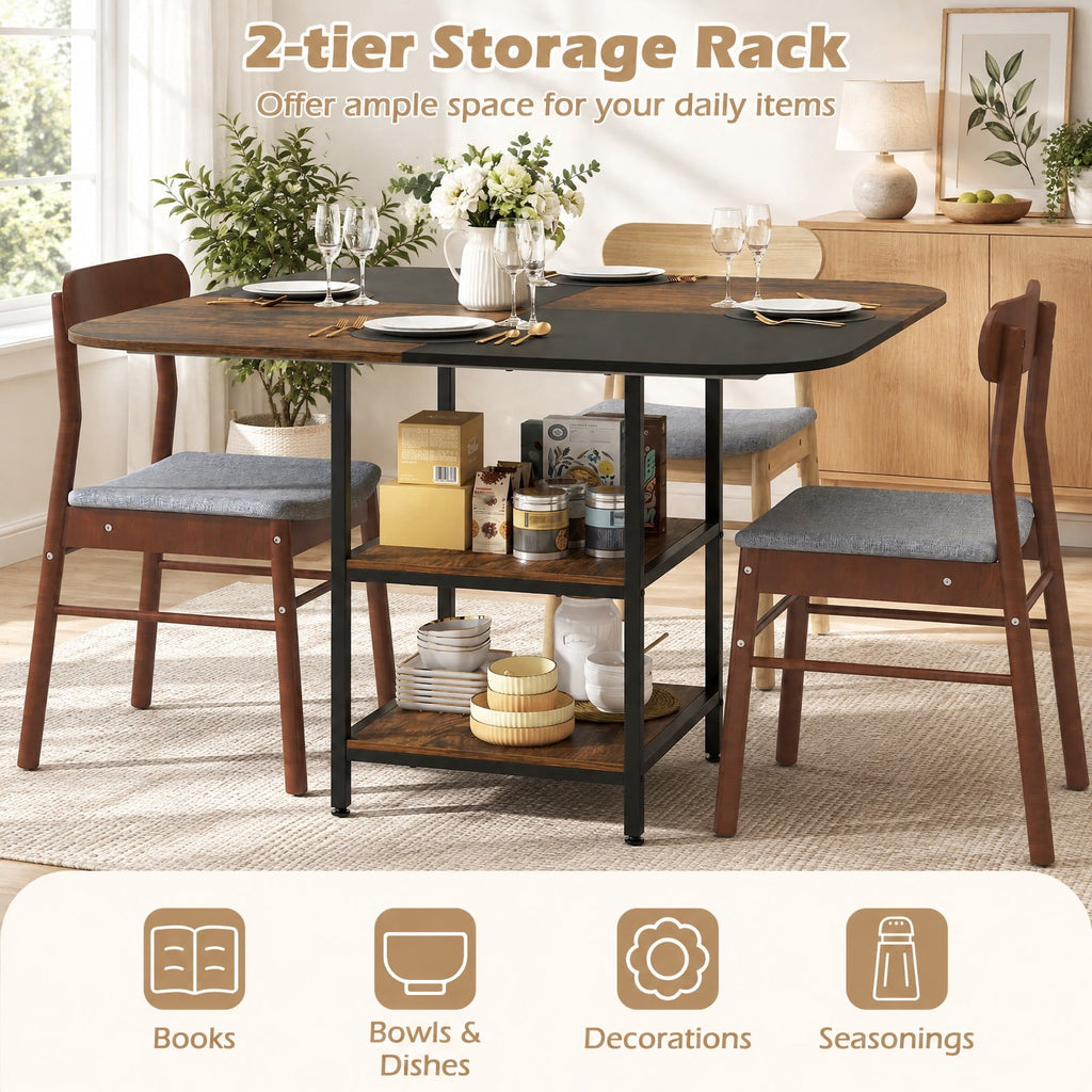 Airfind 47.5 inch Modern Dining Table Square Kitchen Table with Mix-colored Tabletop, 176 lbs Capacity, Engineered Wood Metal Frame, Coffee
