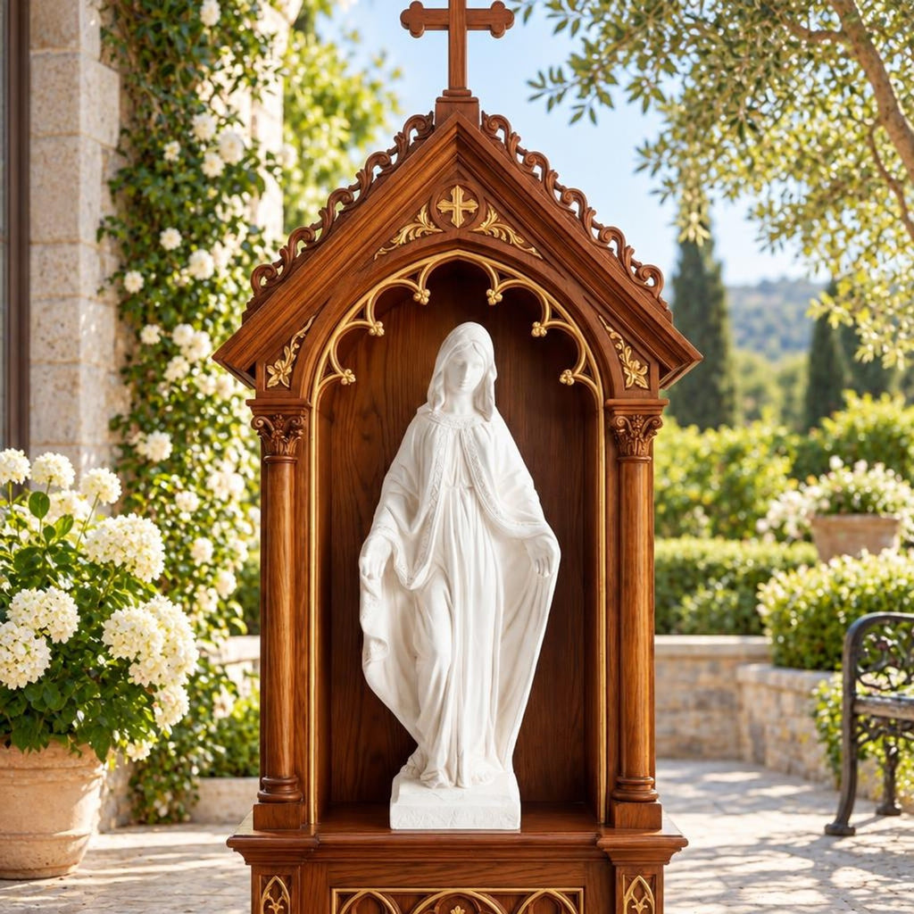 Airfind 31.5 Inch Virgin Mary Statue with Aged Finish for Yard Patio, Magnesium Oxide Fiber Filaments Frame, 8.5 x 8.5x 31.5 Footprint, White
