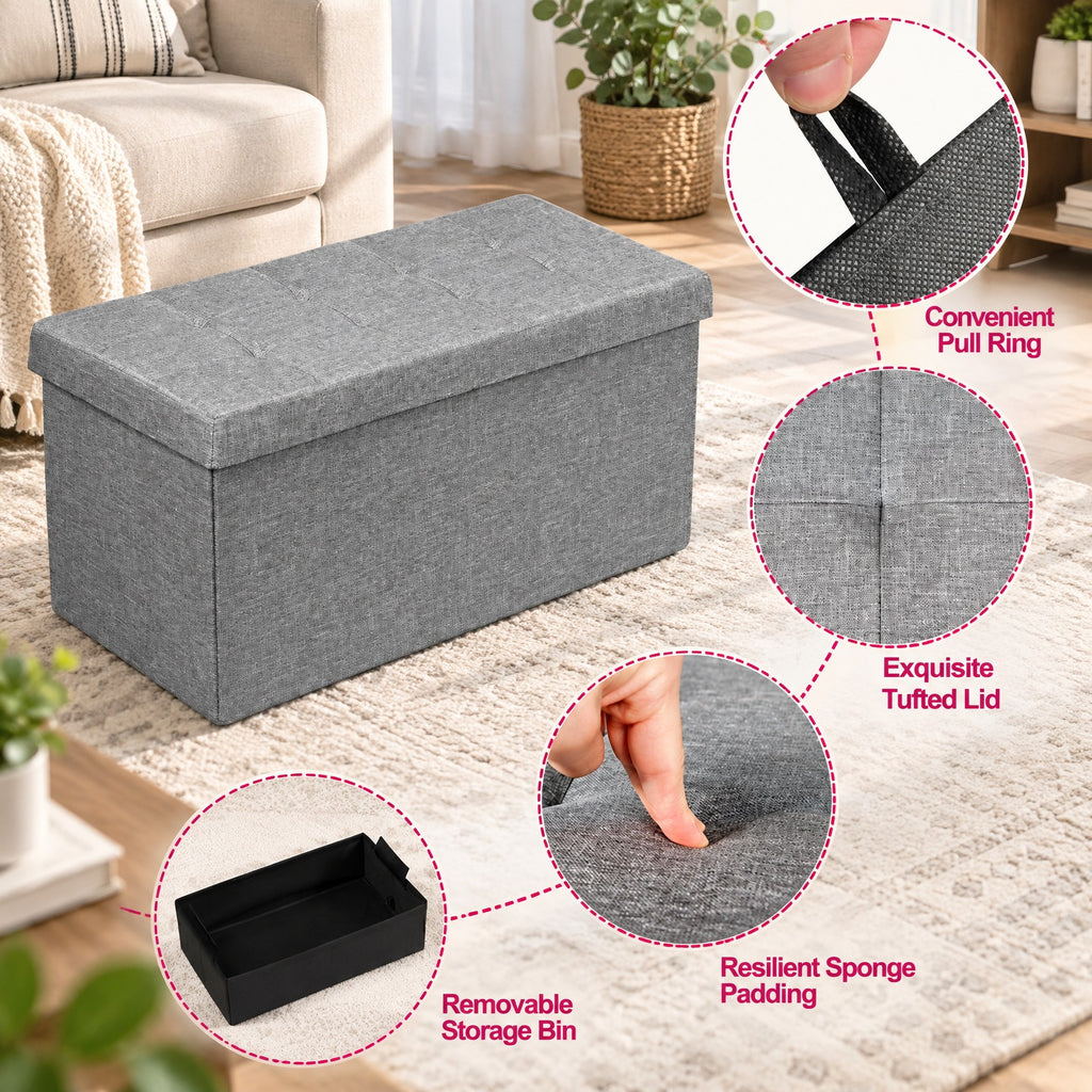 Airfind 31.5 Inch Fabric Foldable Storage with Removable Storage Bin, 350 lbs Capacity, Oxford fabric Frame, 31.5in x 16in x 16in Footprint, Light Gray