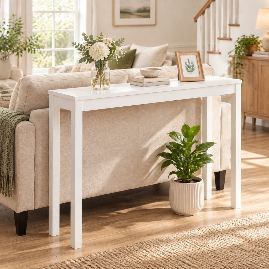 Airfind Wooden Console Table Modern Farmhouse Sofa Table with Thickened Top, 132 lbs Capacity, Rubber Wood MDF Frame, 48 x 12 x 32 Footprint