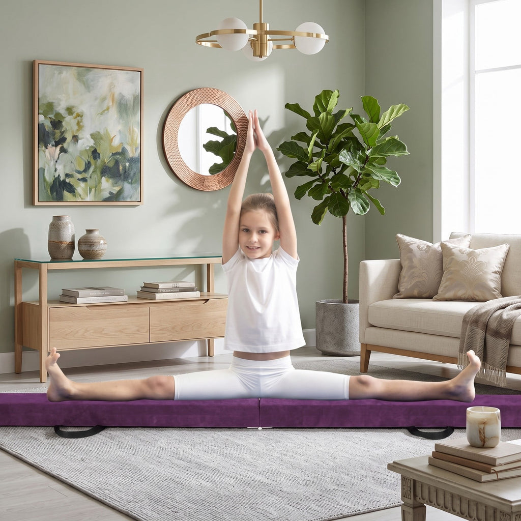 Airfind Folding Balance Beam for Kids with Solid Wood Base and Anti-slip Bottom for Home Gymnastics Training and Practice, Purple